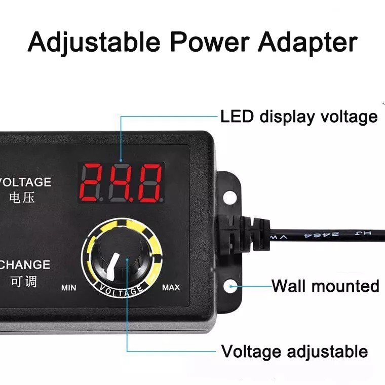 1X Adjustable Voltage 3 to 36V AC / DC Switch Power Supply Adapter W/LED Display