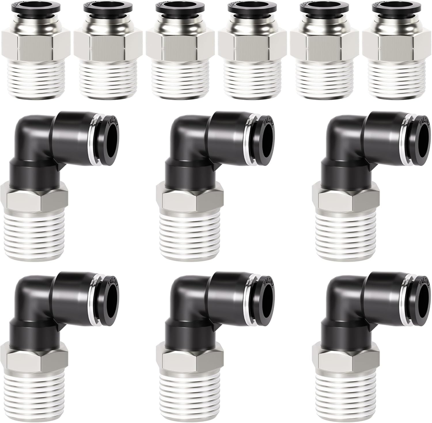 Durable Copper & Plastic 3/8” OD x 1/2” NPT Push-In Connect Fittings – 12 Pack