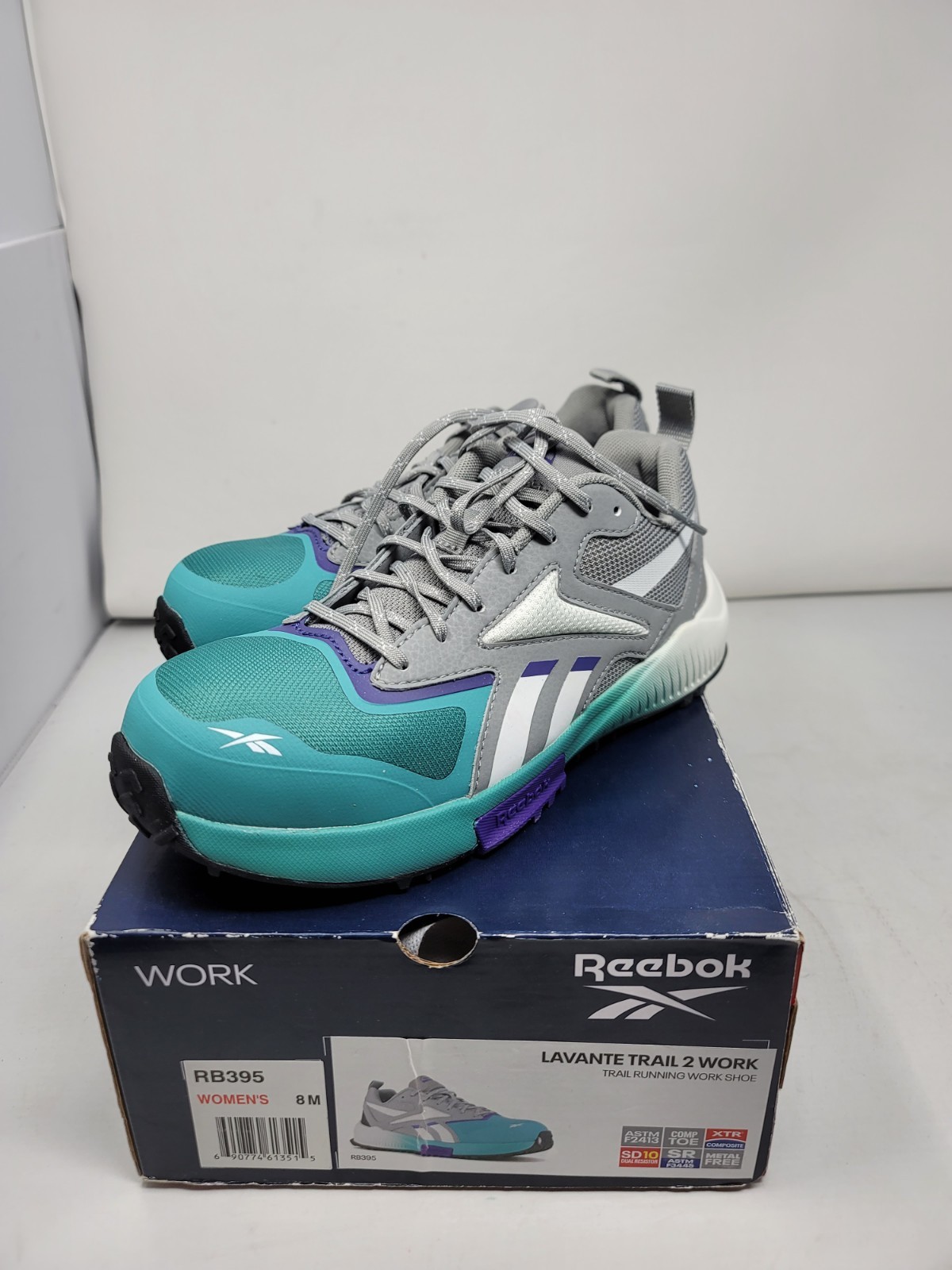 Reebok Lavante Trail 2 Composite Toe Womens Sz 8M Gray Oil Resistant Shoes