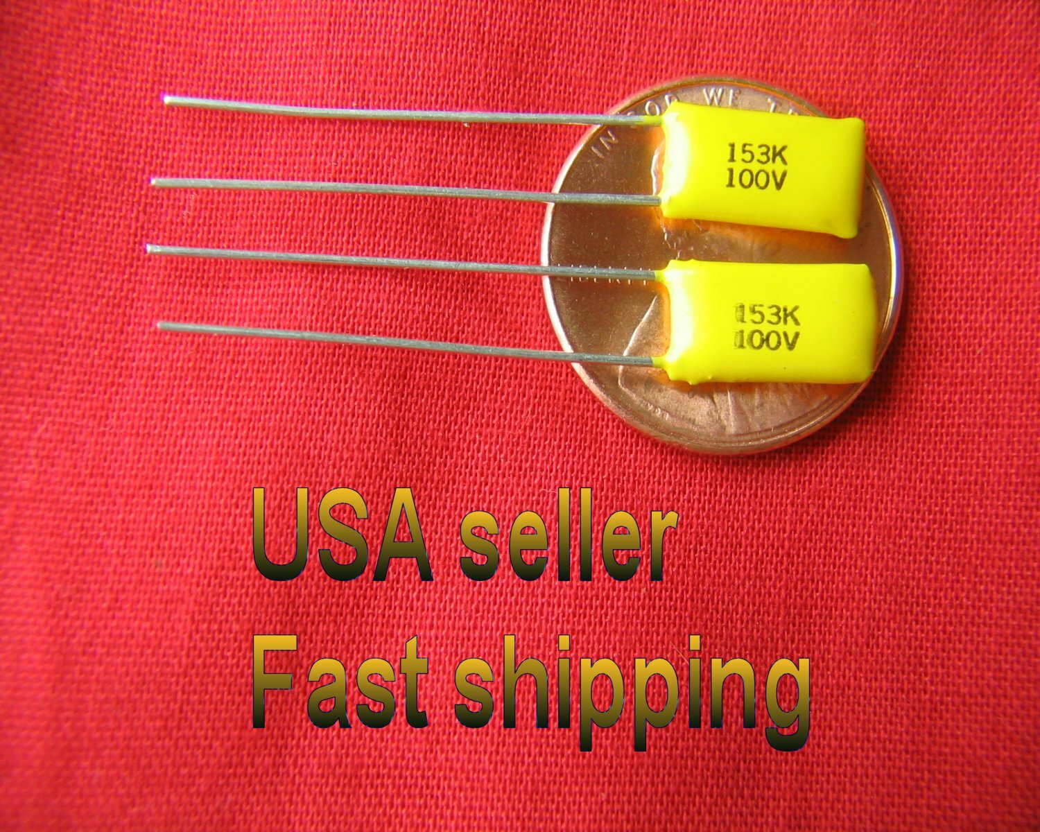 25 pcs – .015uf (0.015uf, 15nf) 100v film radial capacitors (yel)