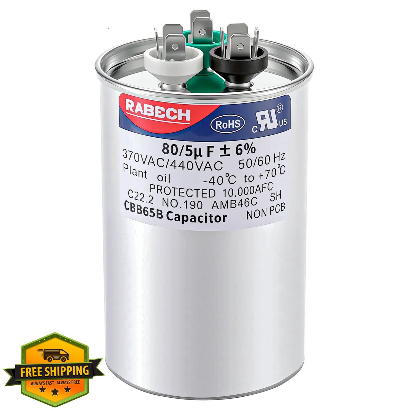 RABECH 80+5MFD AC Dual Run Capacitor