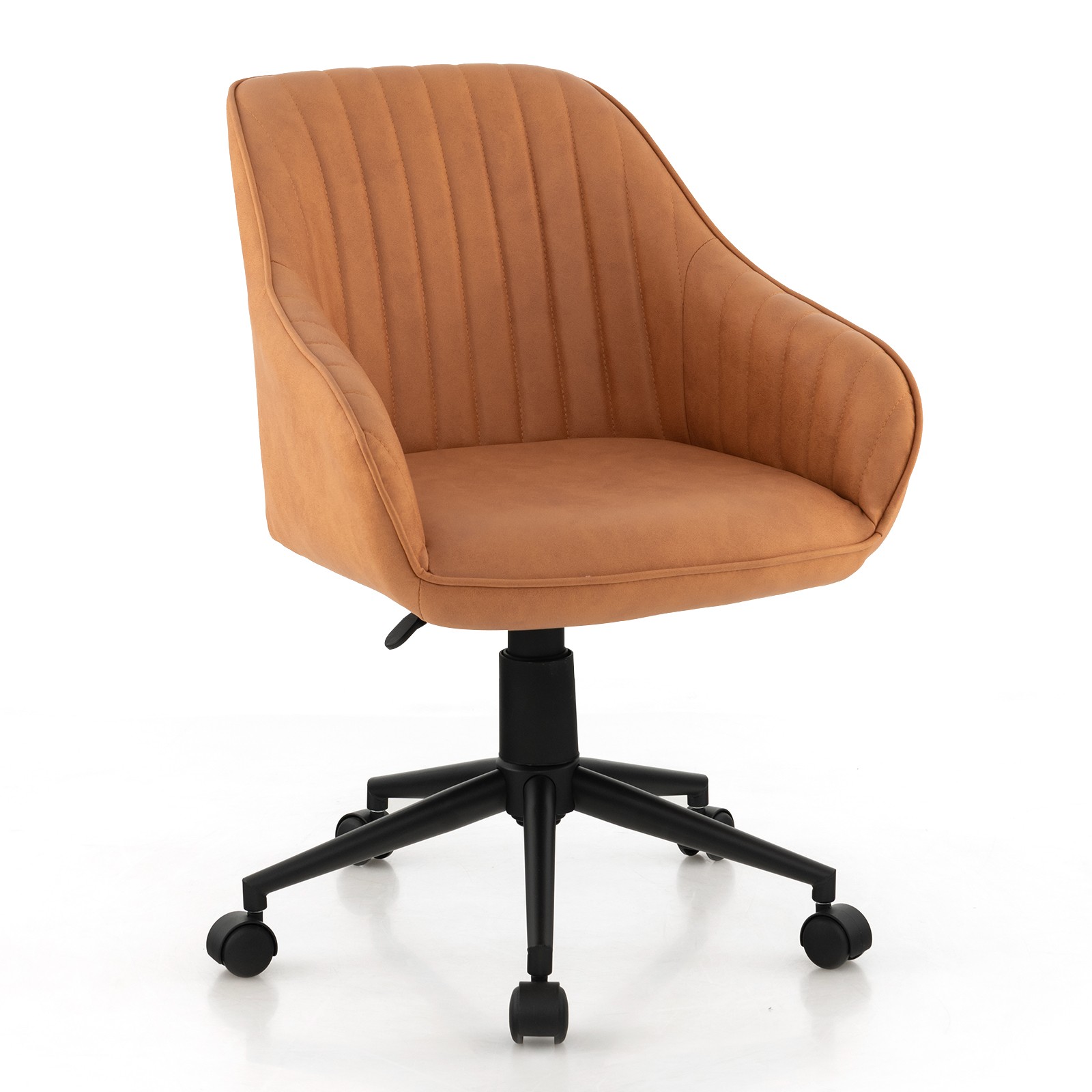 Costway Adjustable Swivel Leisure Desk Chair PU Leathaire Home Office Arm Chair
