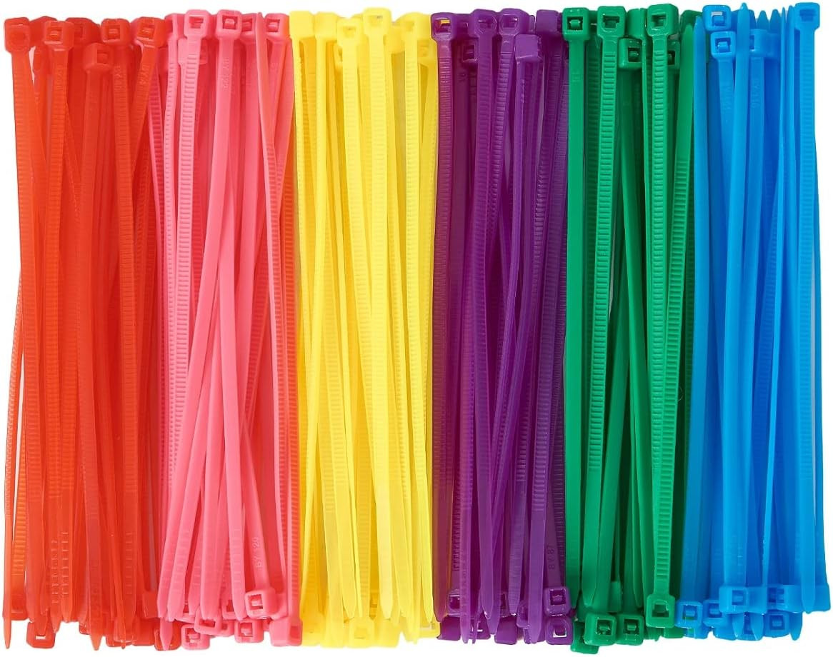 Qdishi 600Pcs Small Colored Zip Ties 4 Inch Multi-Color Zip Wire Tie for Deco Me