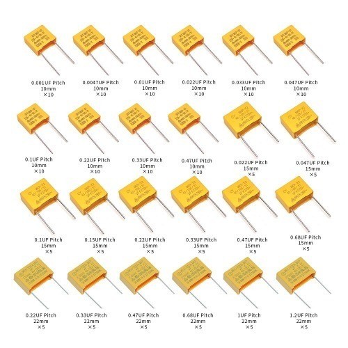 24Values 164Pcs 275VAC X2 MKP Safety Capacitor Kit Polypropylene Film 0.001UF 0
