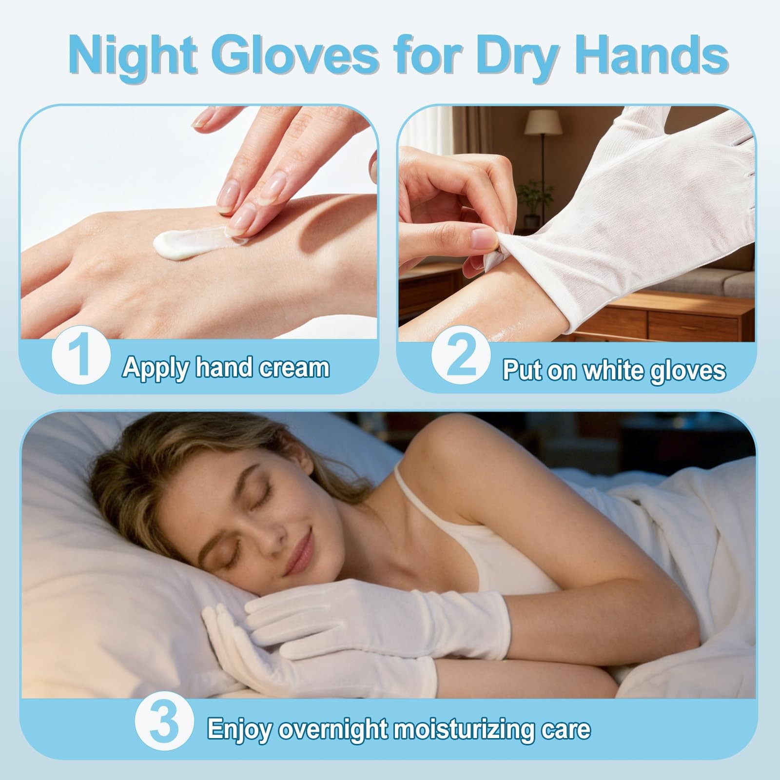 ZYFOTZUN 12Pack White Cotton Gloves, NightTime Moisturizing, Soft, Unisex
