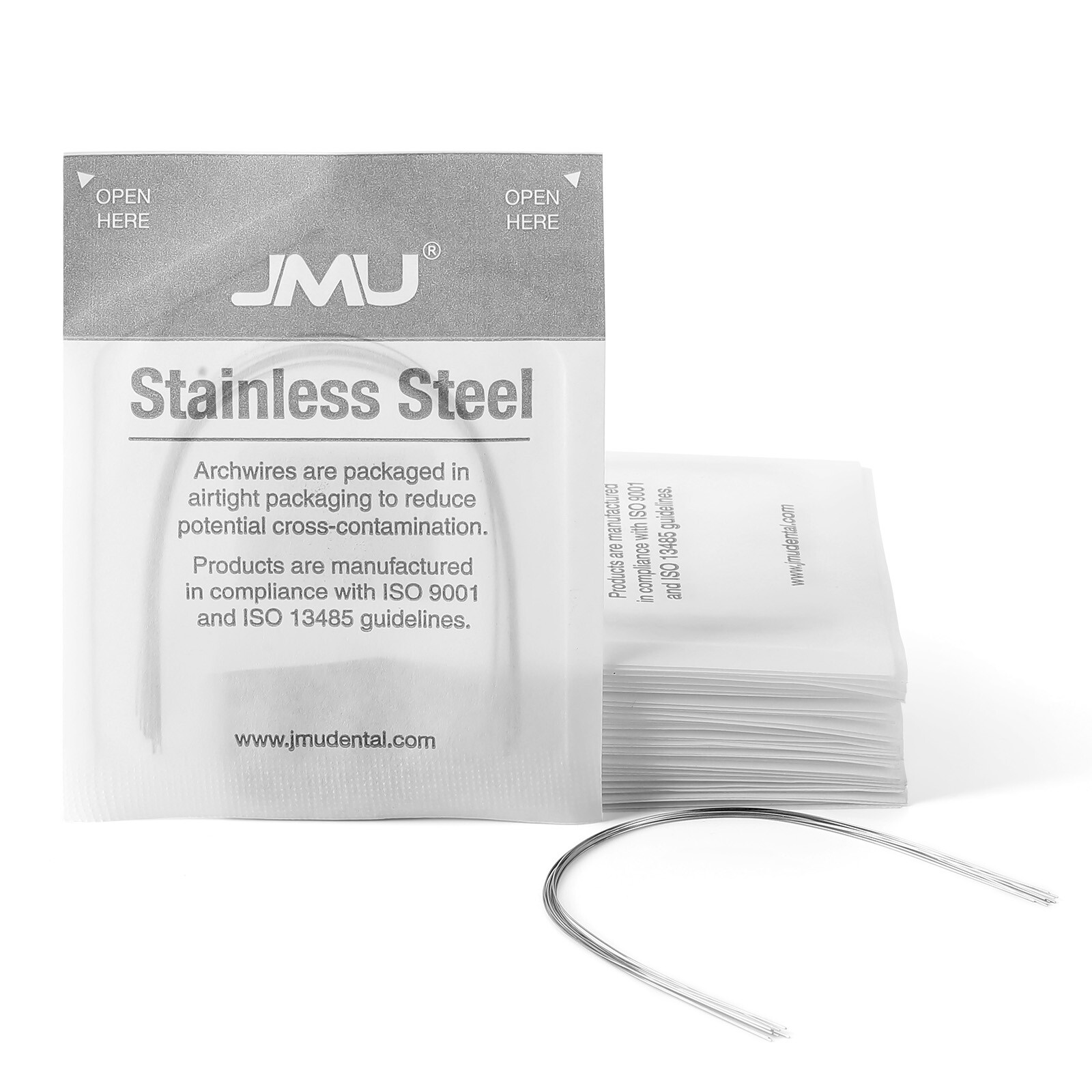 100PCS JMU Ortho Archwire Stainless Steel Natural Round 0.012-0.020″ Upper/Lower