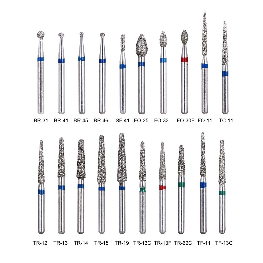 20 Types/100Pcs Dental FG Diamond Burs For High Speed Handpiece Medium AZDENT