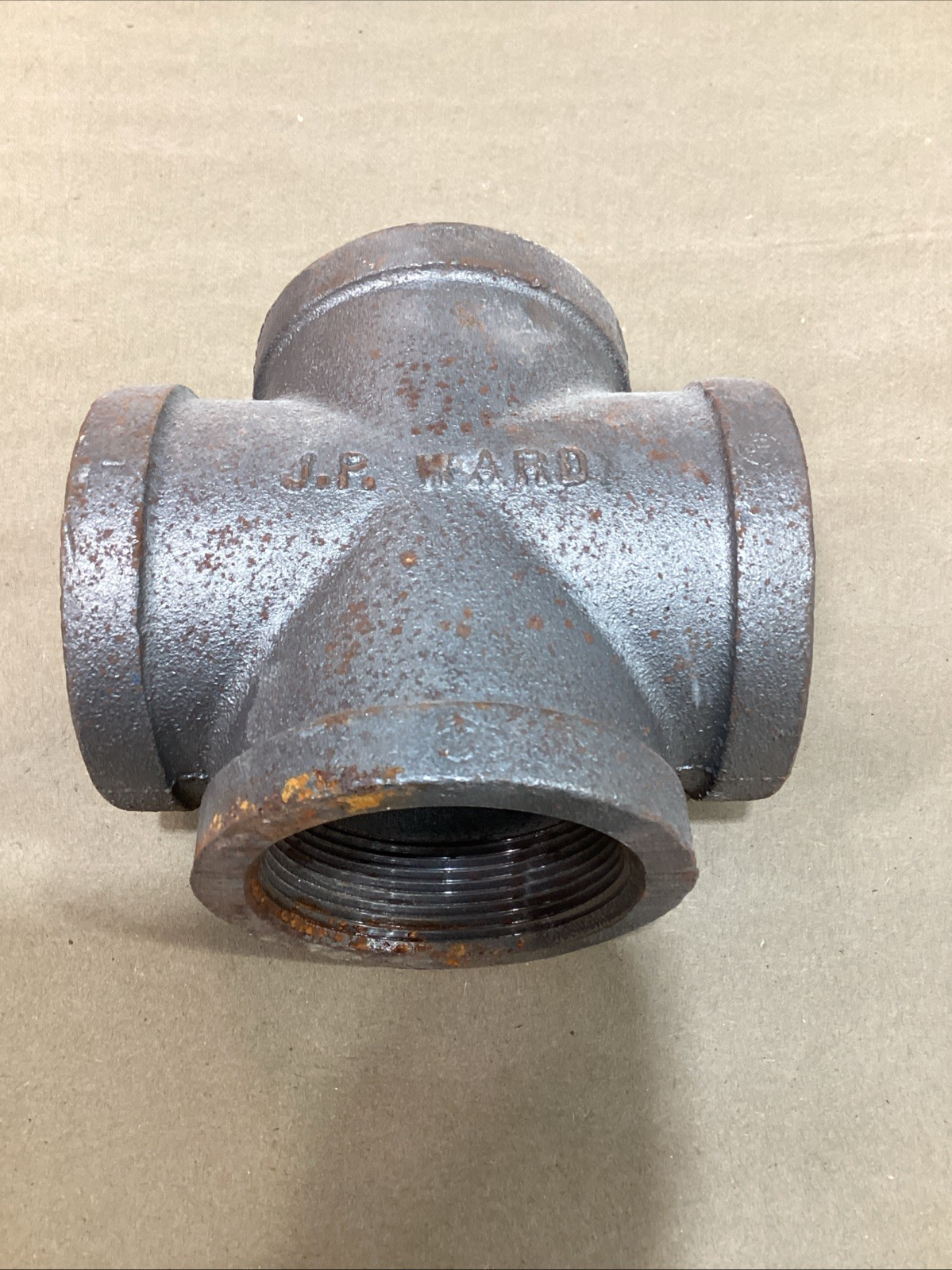Black Iron Cross 2″ NOS 4-way TEE Female Fitting Pipe