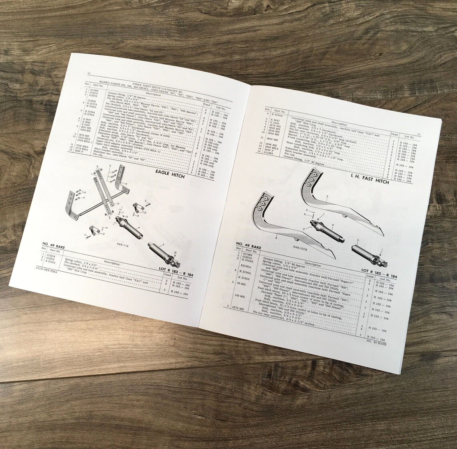 New Idea 402 5 Bar 403 4 Bar Parallel Side Rake Operators Manual Parts Catalog