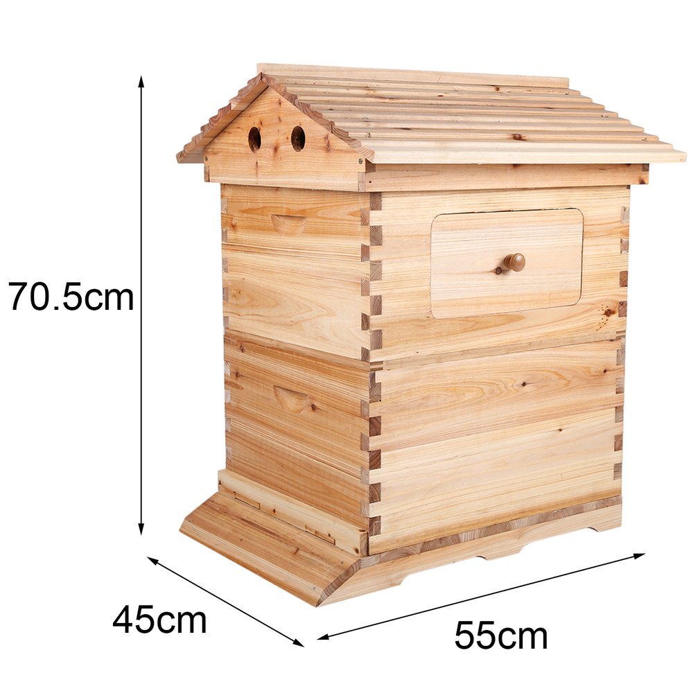Auto Bee Hives Beekeeping Box Comb Honey House +7 Beekeeping Frames + Hive Stand