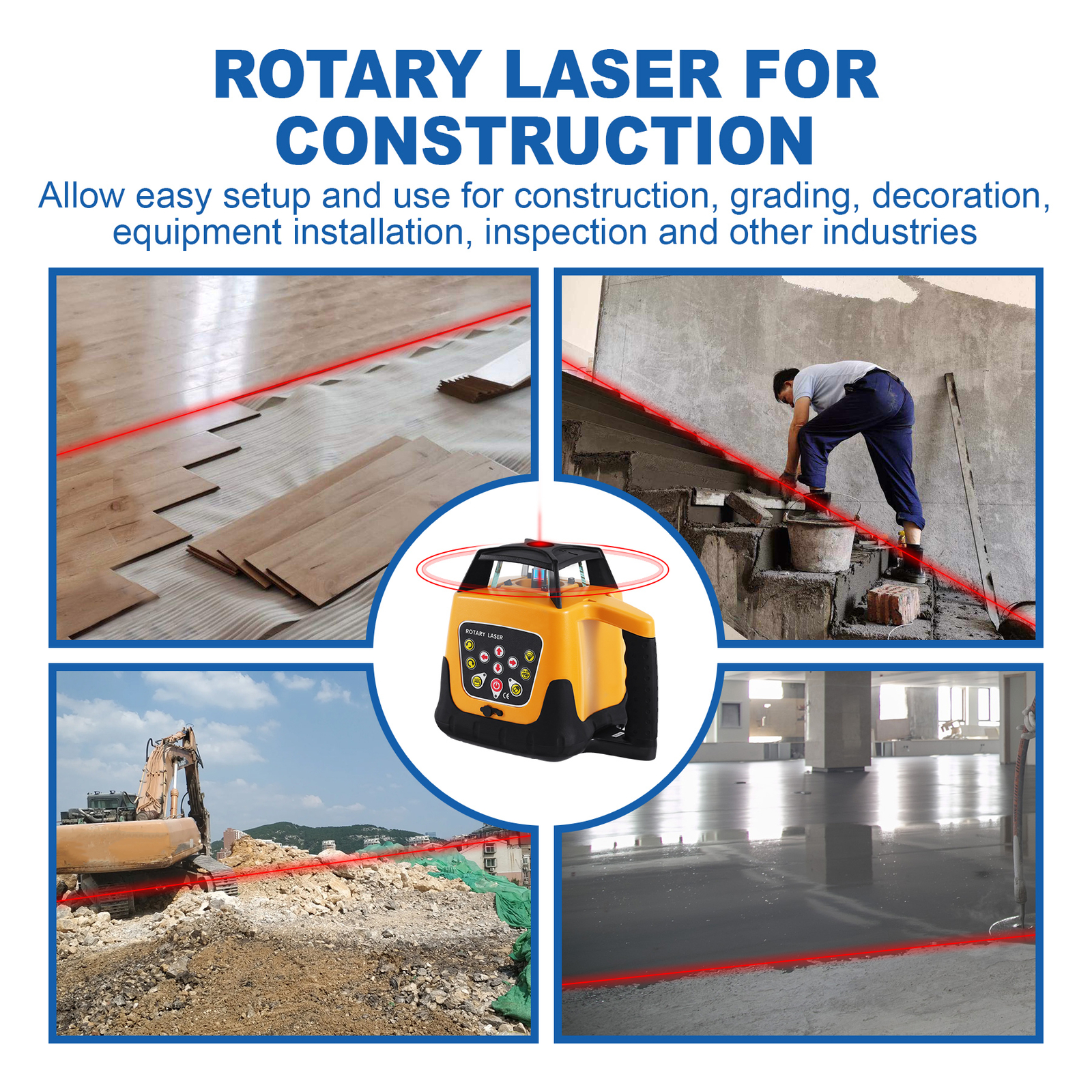 500m Self-leveling Red Laser Level 360 Rotating Rotary with Tripod Staff