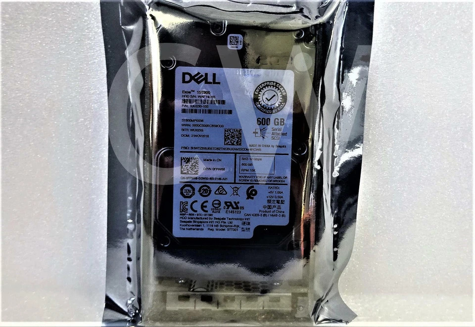 FPW68 ST600MP0036 Dell EXOS 600GB 15K RPM 12Gb/s 2.5″ SAS Server HDD Hard Drive