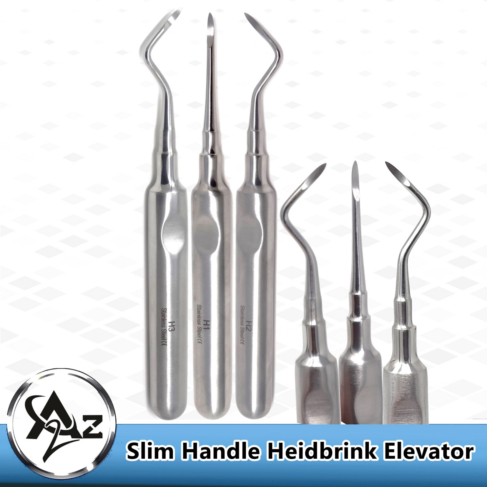 3 Pcs Dental Root Elevators HEIDBRINK Oral Surgery Luxating Root Picker Elevator
