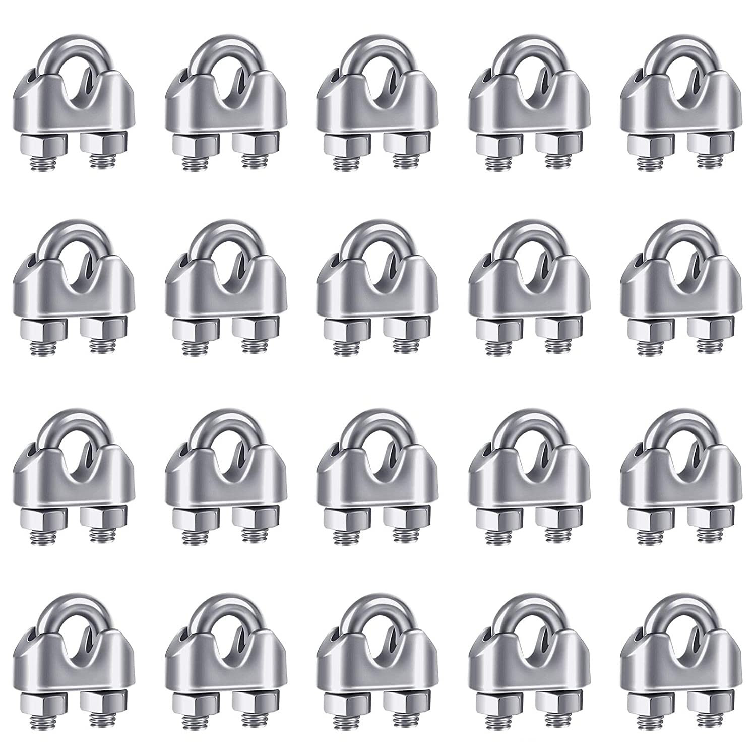 YAMASO 20PCS 1/8 Inches M3 Stainless Steel Wire Rope Cable Clip Clamp