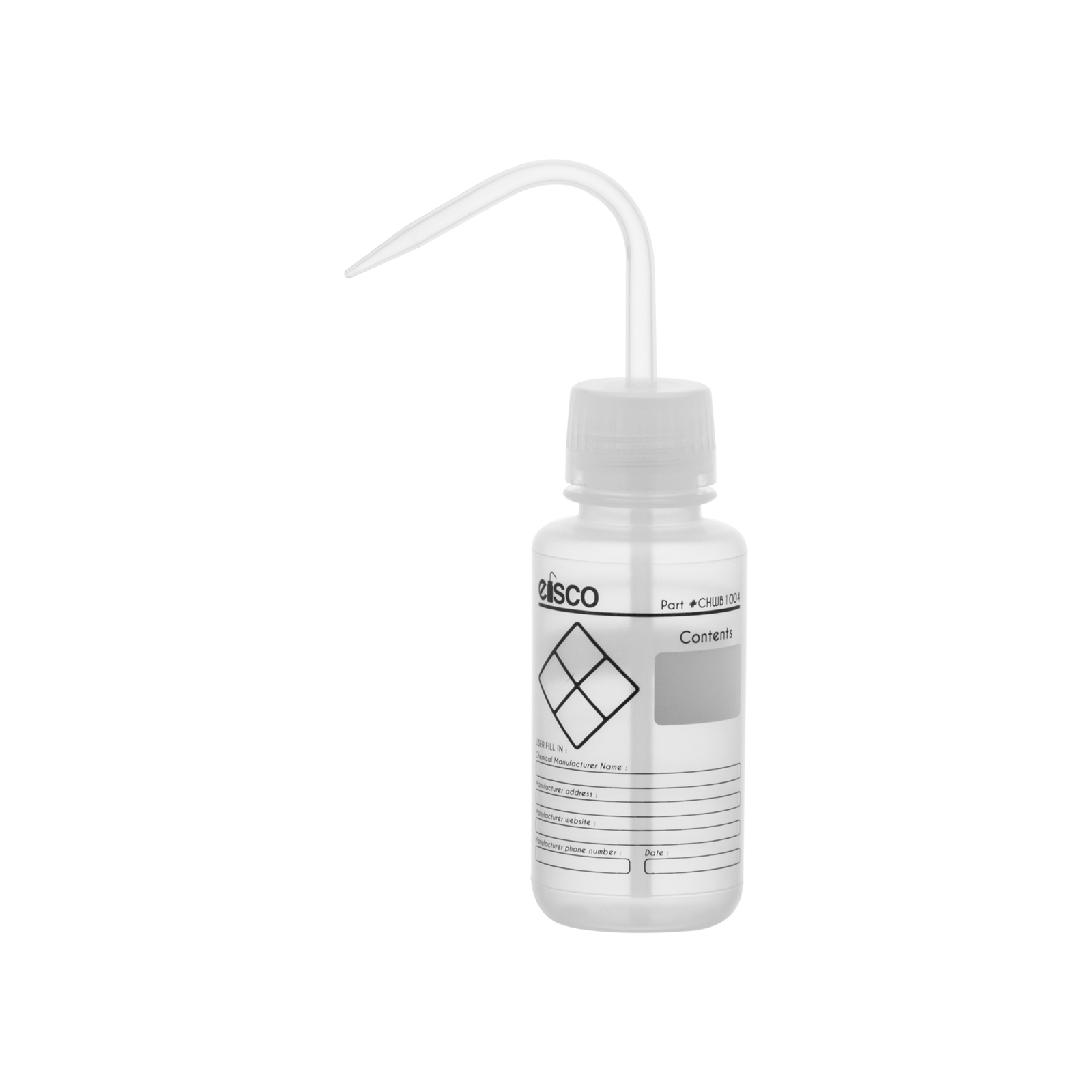 Chemical Wash Bottle, Blank Labels, 250ml – Wide Mouth, LDPE – Eisco Labs