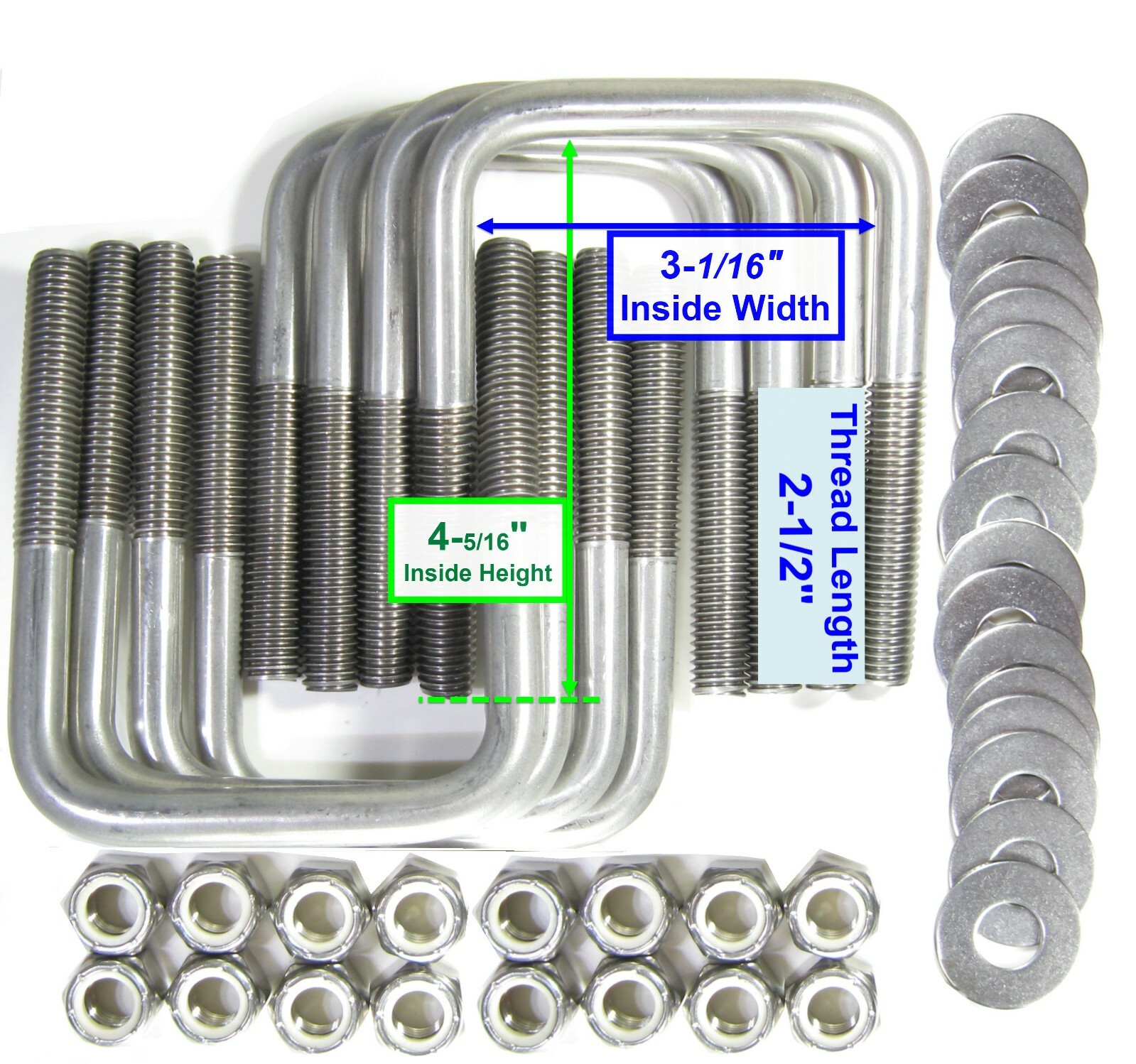 (8) Boat Trailer U Bolt Stainless Steel SS UBOLT 1/2″ D x 3 1/16″ W x 4 5/16″ L