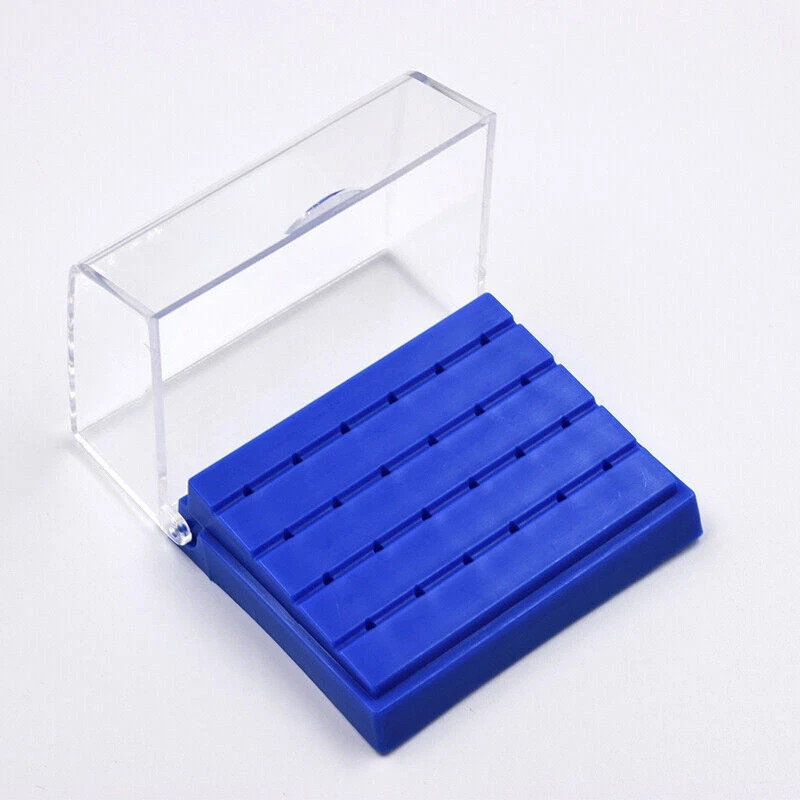24 Holes Plastic Dental Lab Bur Holder Burs Block Drills Instrument Case Box