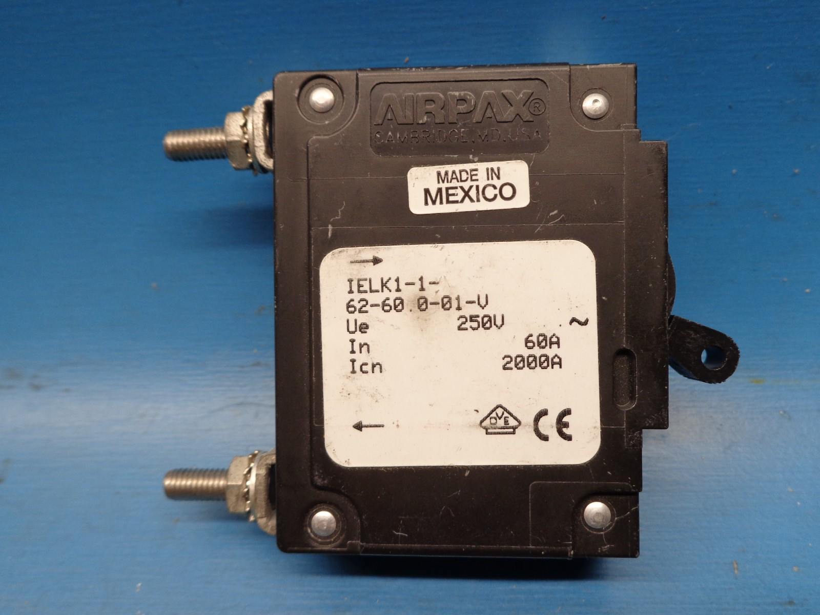 (1) AIRPAX IELK1-1-62-60.0-01-V 60A 250V 50/60Hz 1 POLE CIRCUIT BREAKER conditn?