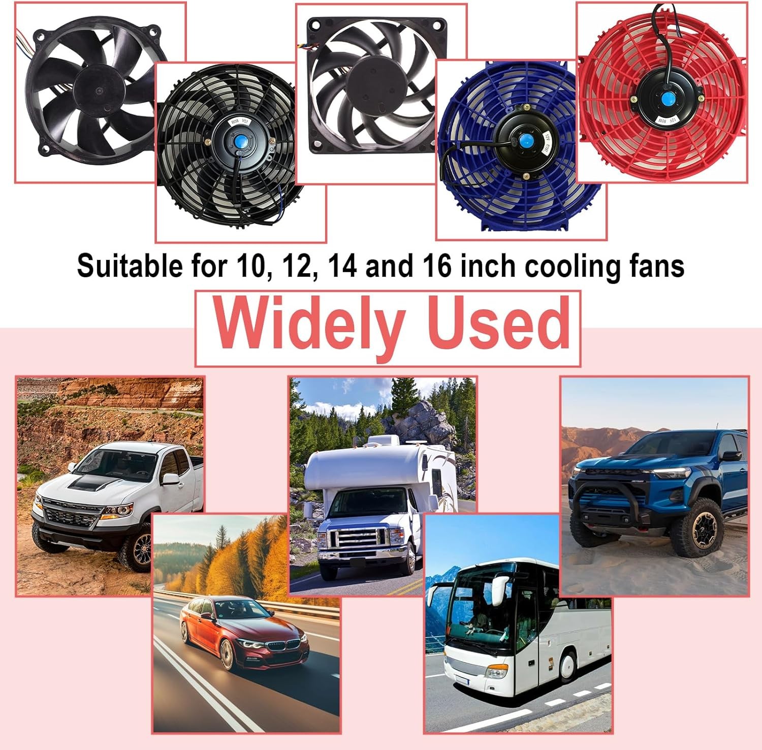 2 PCS Electric Fan Relay Kit, Dual Electric Fan Relay Kit, 185 Degree on 175 The