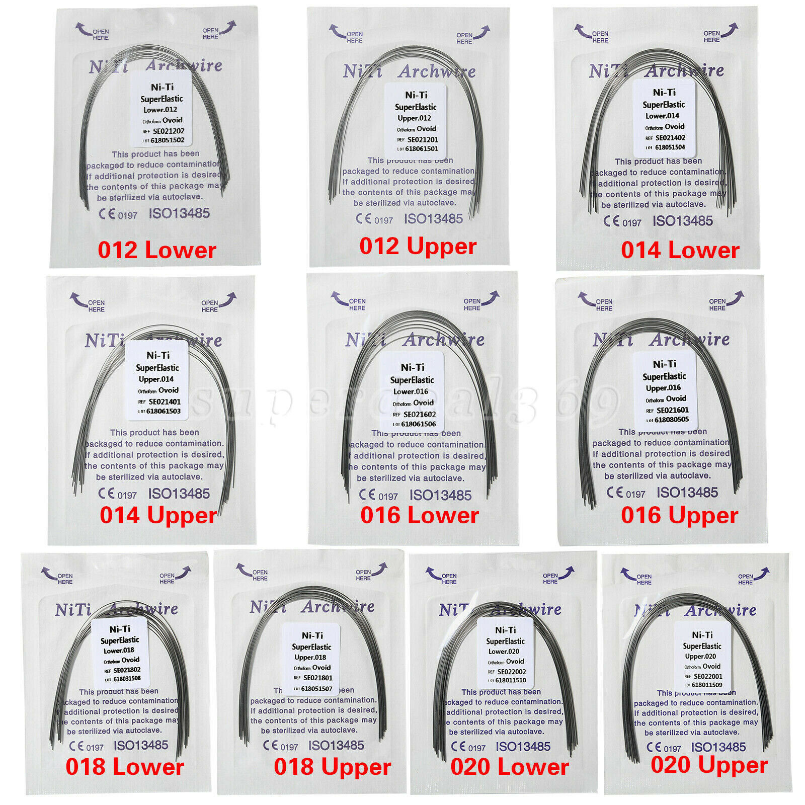 10 bags Dental Orthodontic Super Elastic Niti Round Arch Wires Ovoid Form USA