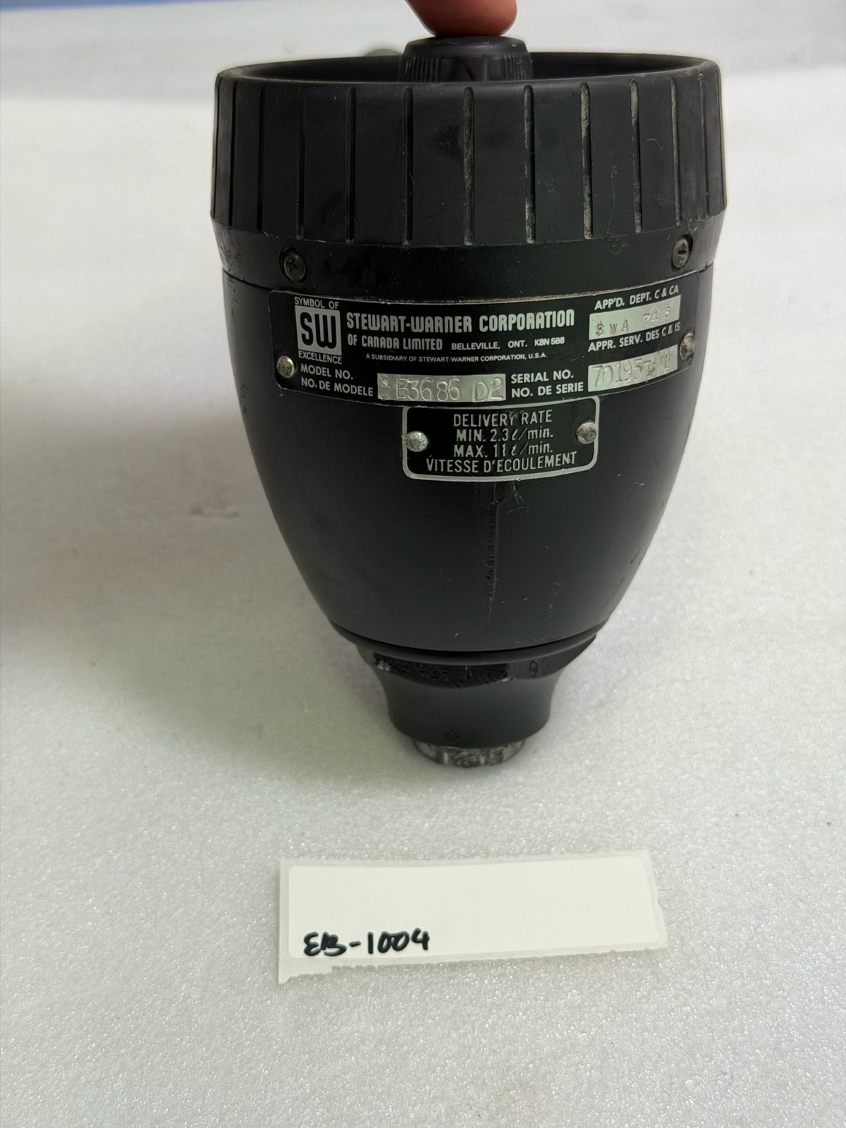 Stewart-Warner B3686 D2 Fluid Control Nozzle Meter Gun Litres Max 11L/min SW