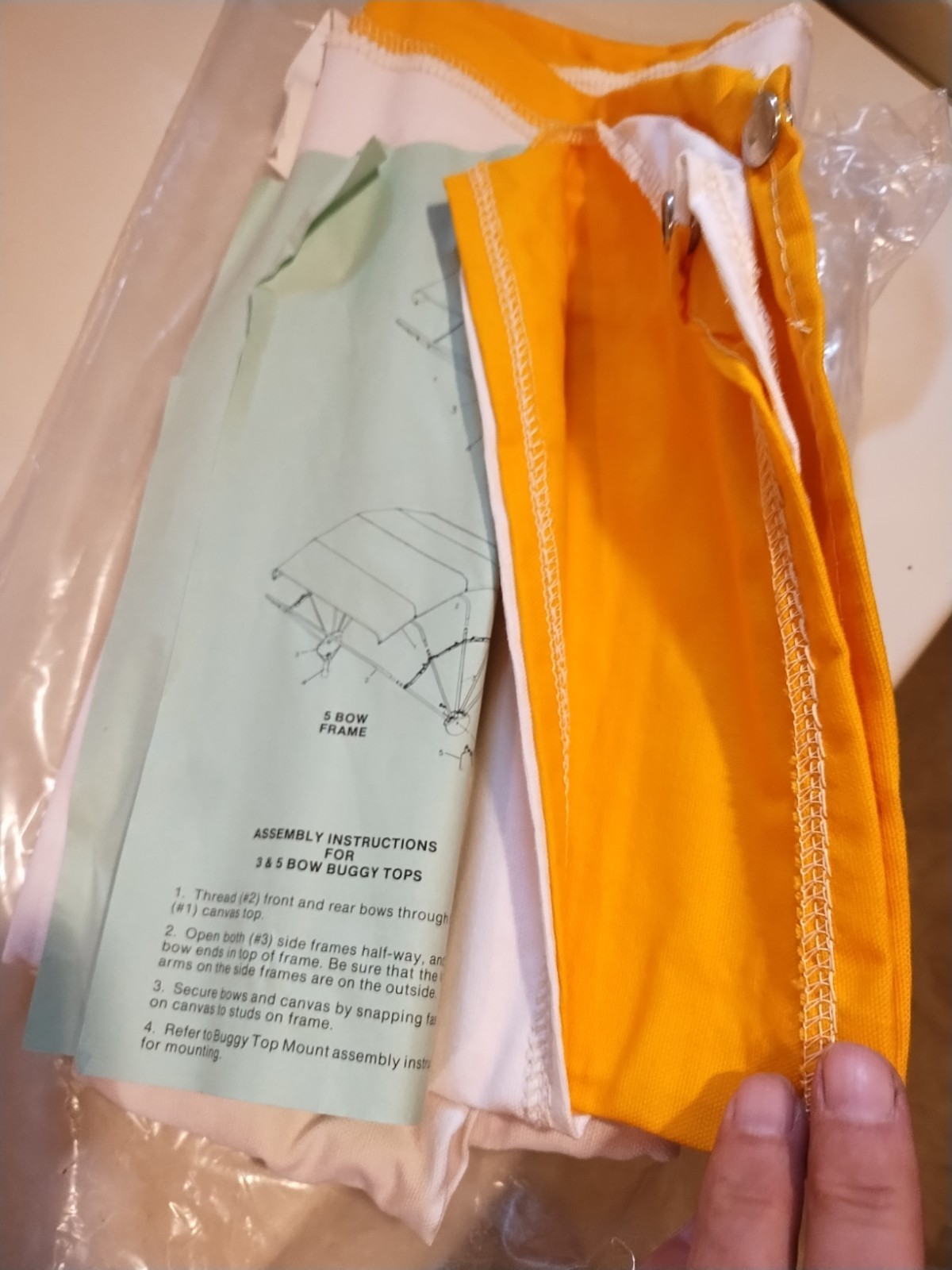 3-Bow Tractor Canopy Replacement Cover 40″ Canvas Yellow White Buggy Top Snowco