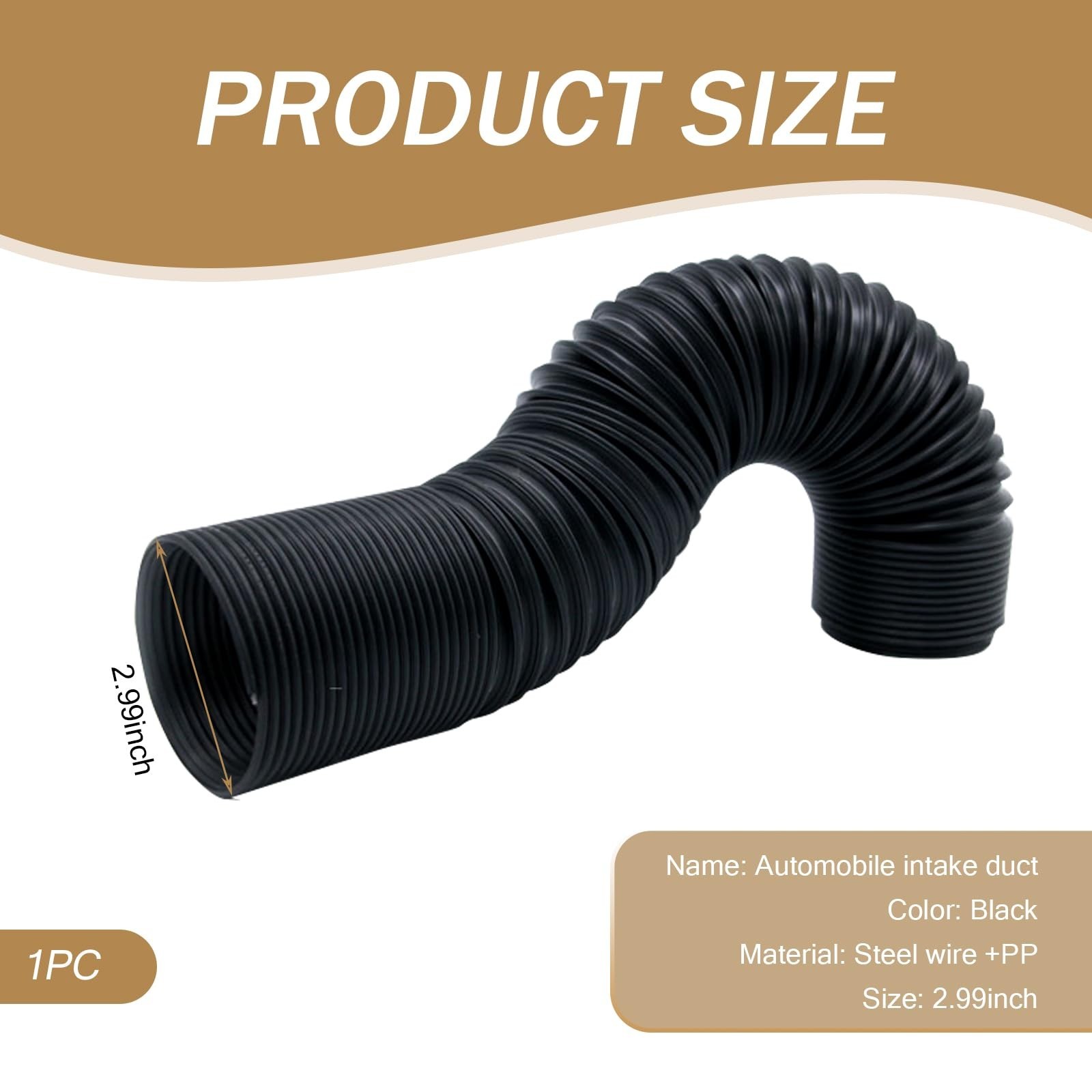 1-Pack Air Intake Telescopic Hose, 2.99 Inches Car Air Guide Wide Mouth Exten…