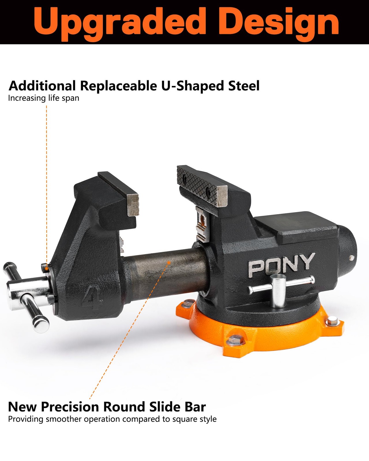 PONY 4“ Heavy Duty Bench Vise 4400LBS Clamping Force Pro Workshop Workbench Vise