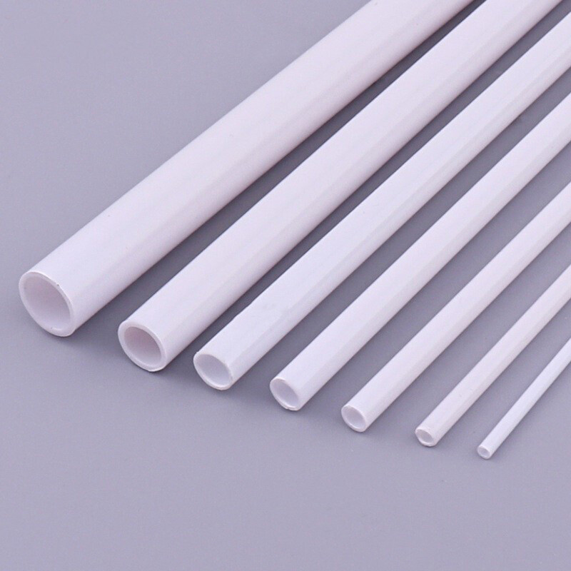 White ABS Round Hollow Tube 2mm-8mm Styrene Plastic Pipe DIY Model Crafts 250mm