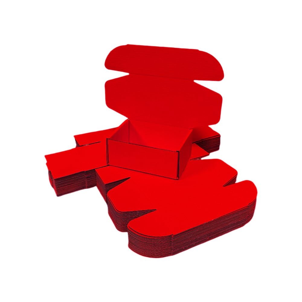 50 Pack 6x4x2.4 in Red Shipping Boxes | Corrugated cardboard mini mailer boxe…
