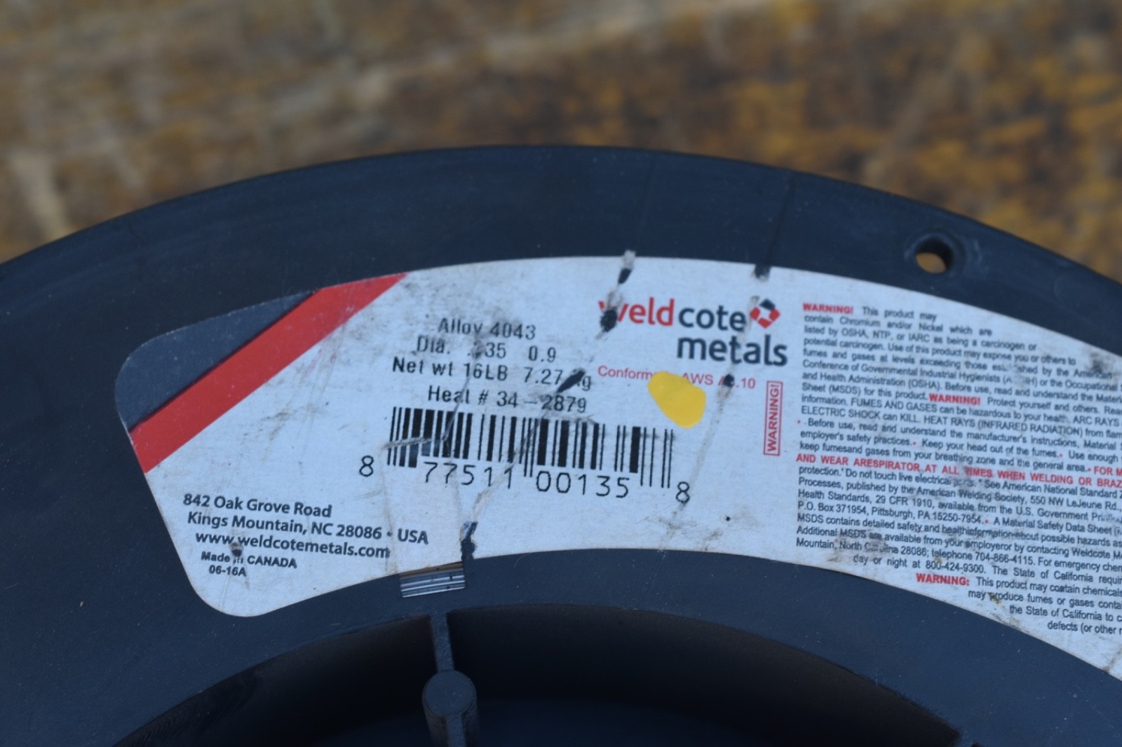 Weldcote metals alloy 4043, mig welding wire 0.35, 8.54 pounds.