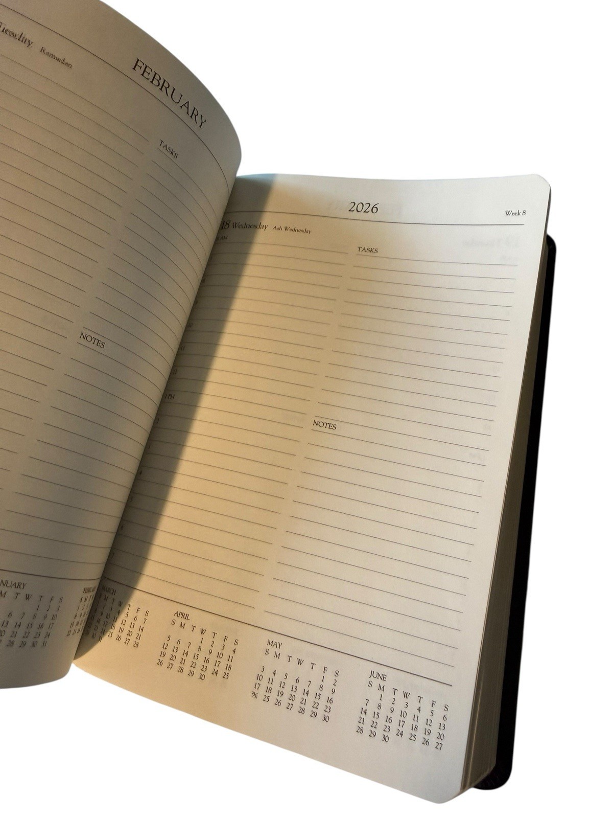 New Gallery Leather 2026 Daily Planner Black Notes Tasks Format 8” X 5.5”