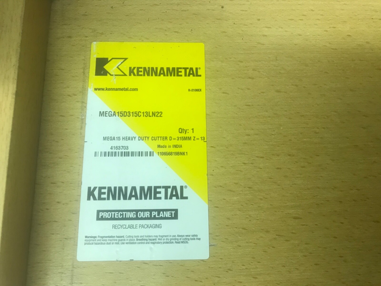 Kennametal Shell Mill Cutter 315mm (12.4”) OD/101.6mm (4”) BC – 13 Inserts