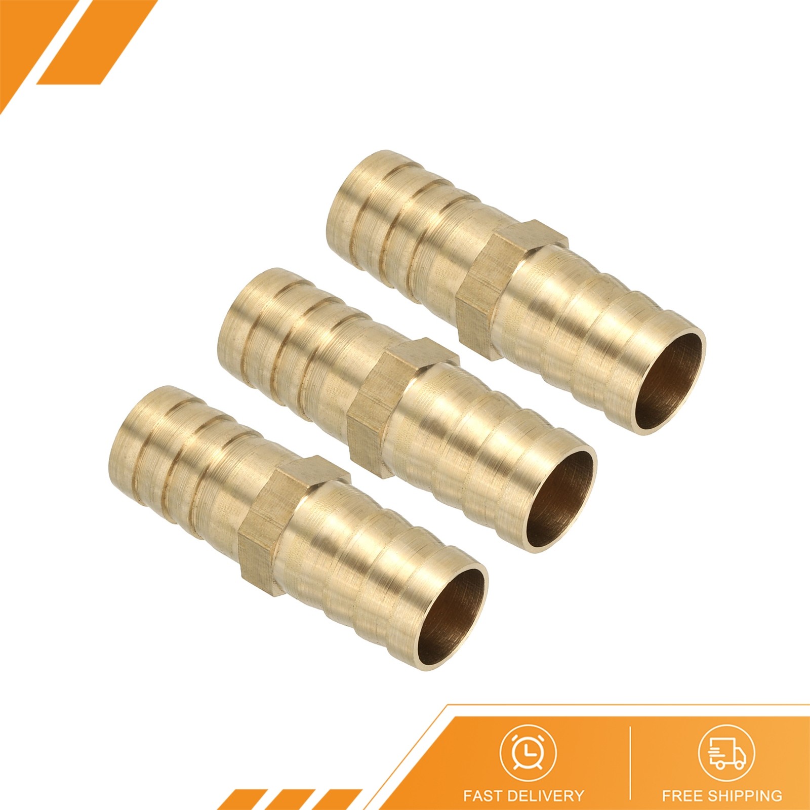 3 Pcs 5/8″ Brass Hose Barb Fitting Straight Barb Union Fittings Metals Splicer