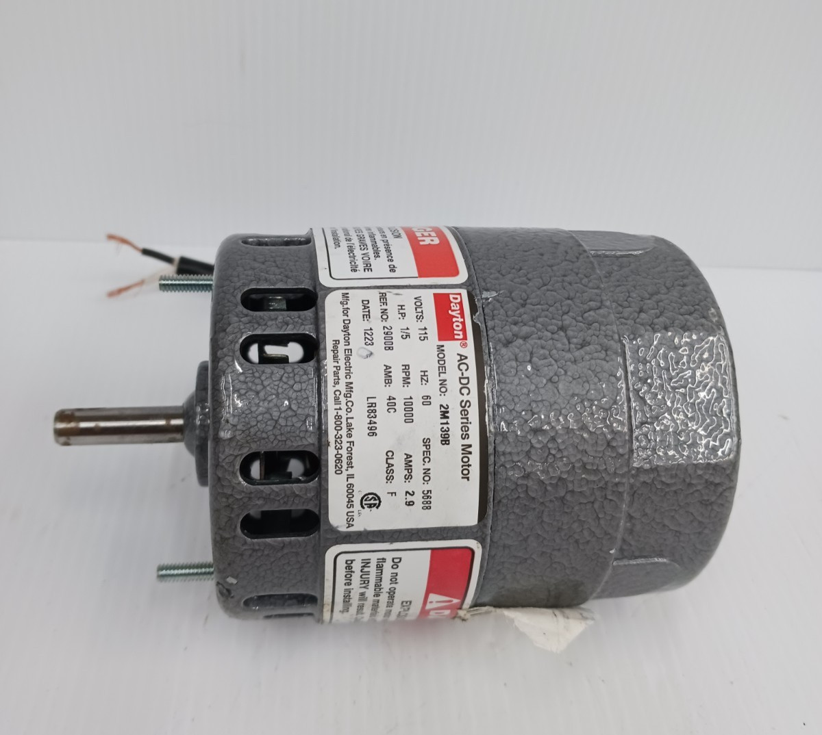 Dayton 2M139B Tooling Appliance Motor 115V 1/5 HP 10000 Rpm