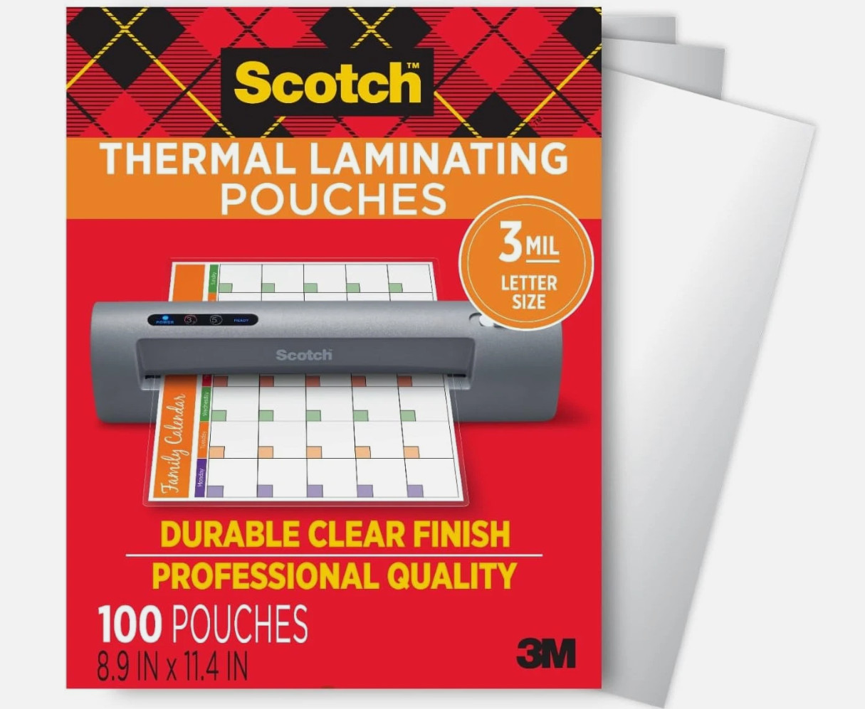 Scotch Thermal Laminating Pouches, Letter Size, 8.9 x 11.4 Inches, 100-Pack