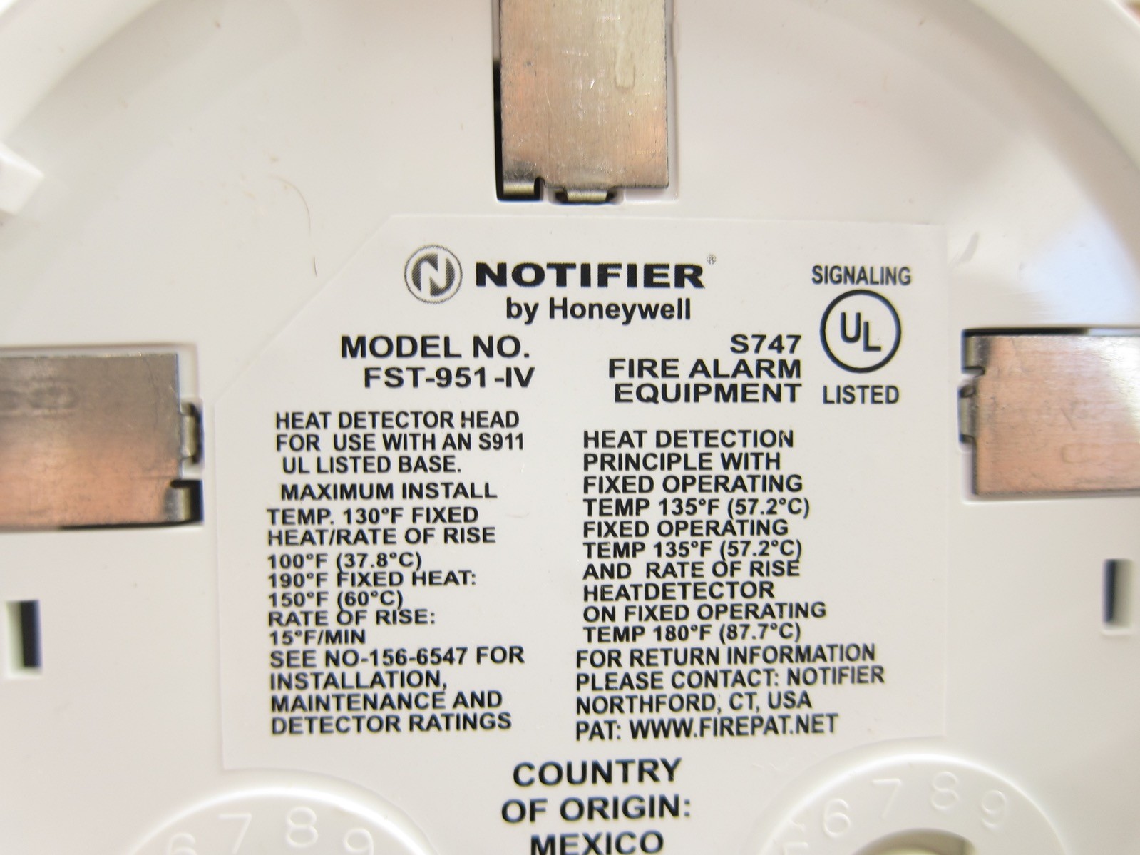 NEW Honeywell Notifier FST-951-IV Intelligent White Heat Detector FST951IV