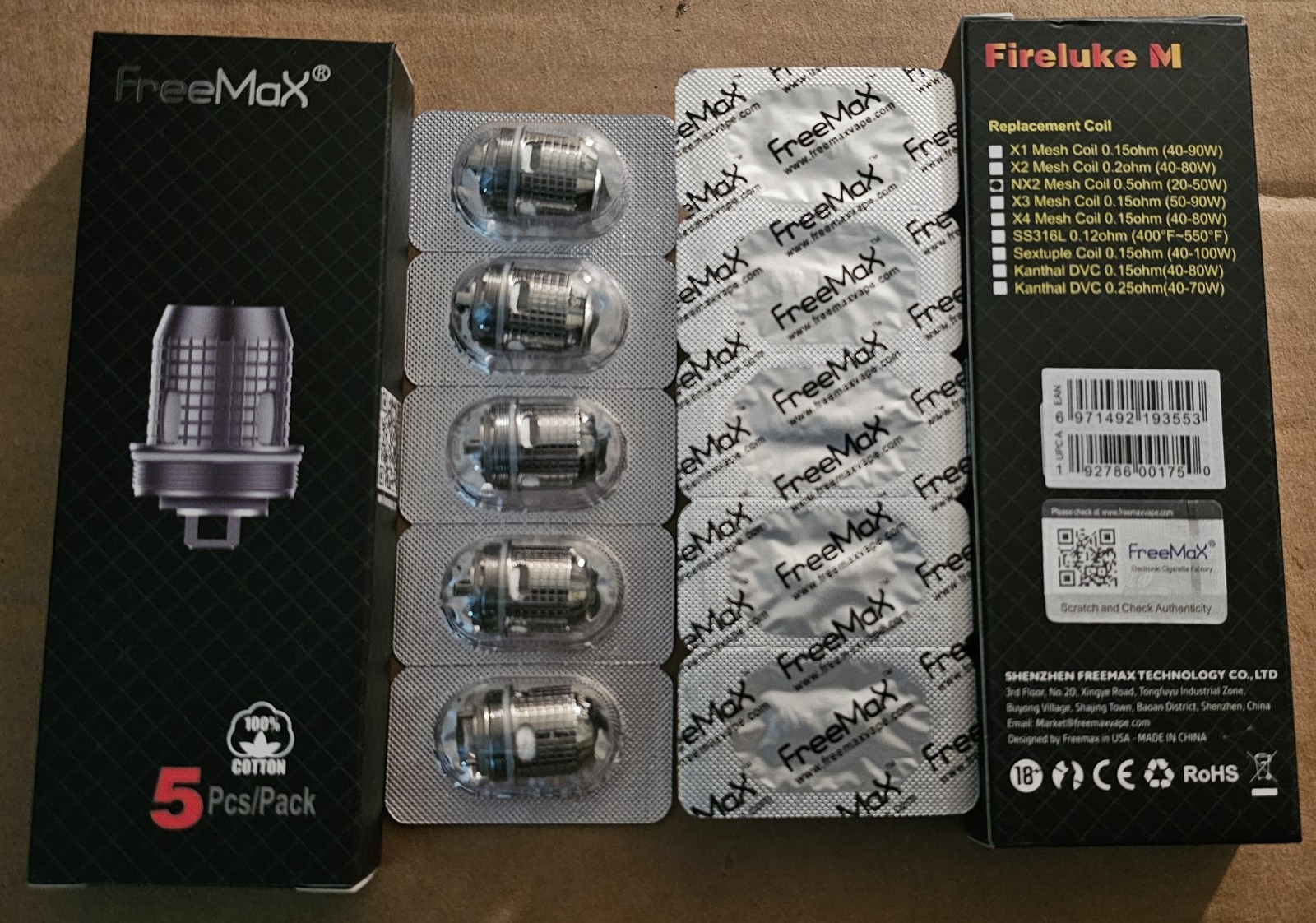 Freemax Fireluke 2 NX2 0.5Ω Cotton Mesh Coils 50-Pack AUTHENTIC NEW