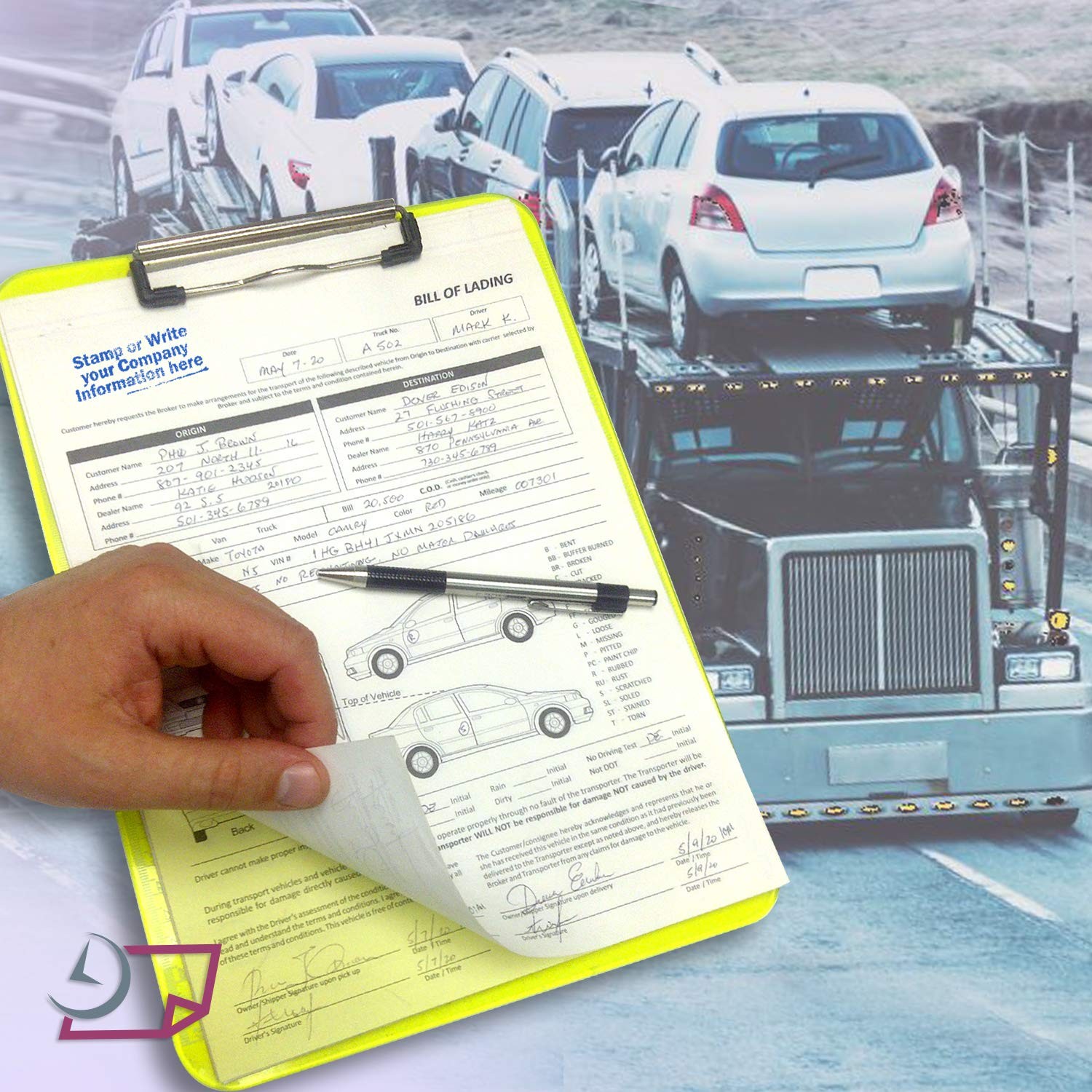 NextDayLabels – Vehicle Transport Bill of Lading (BOL) 100 3 Part (No Name)