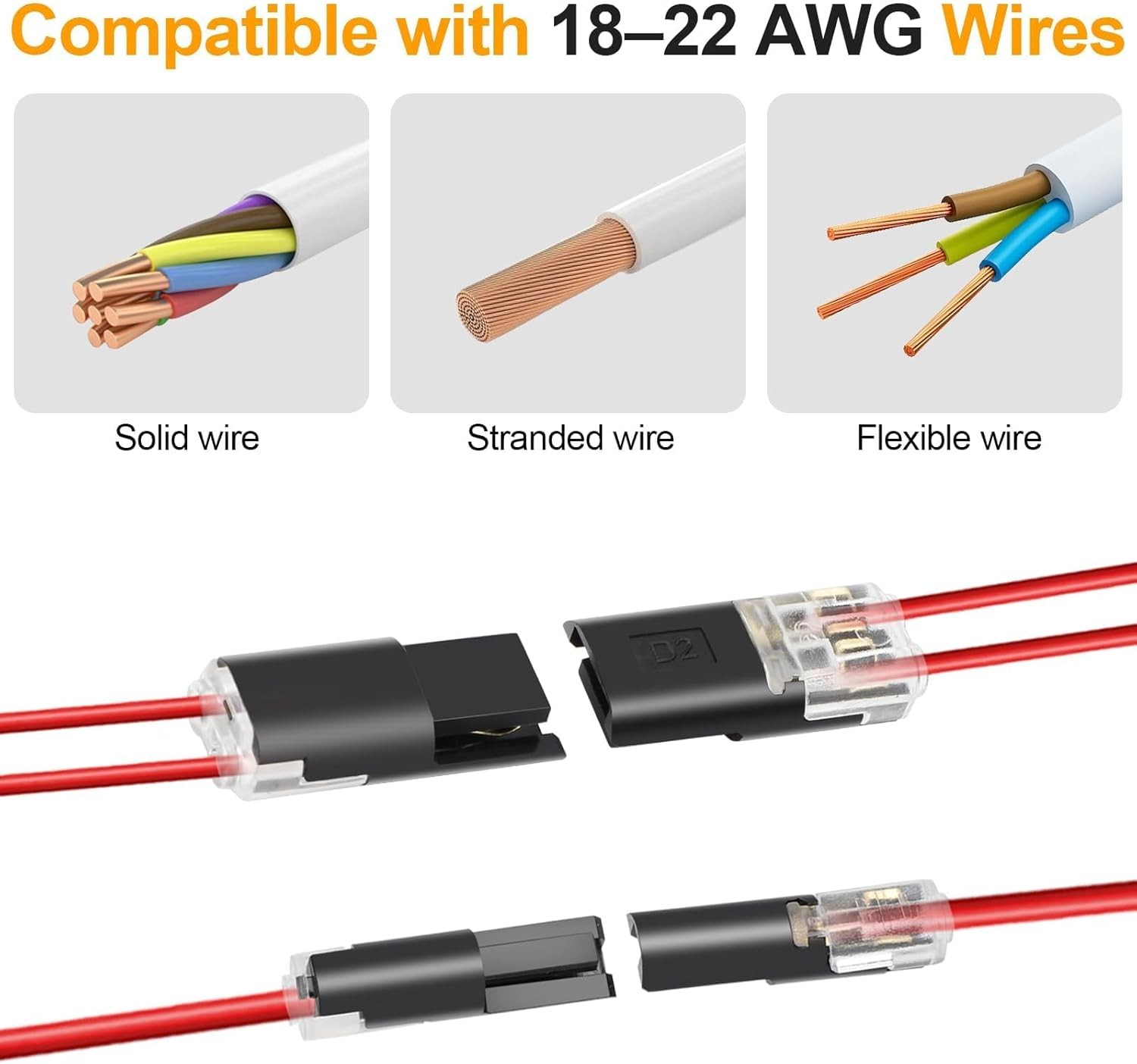 80 PCS Reusable Clamp Terminal Blocks Plug-In Quick Wire Connectors for Cables