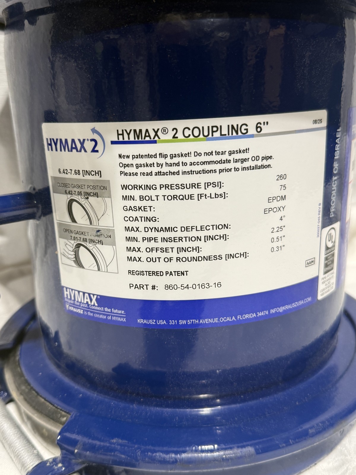 Hymax 2 860-54-0163-16 Coupling‚ 6″ Pressure Rating 260 PSI