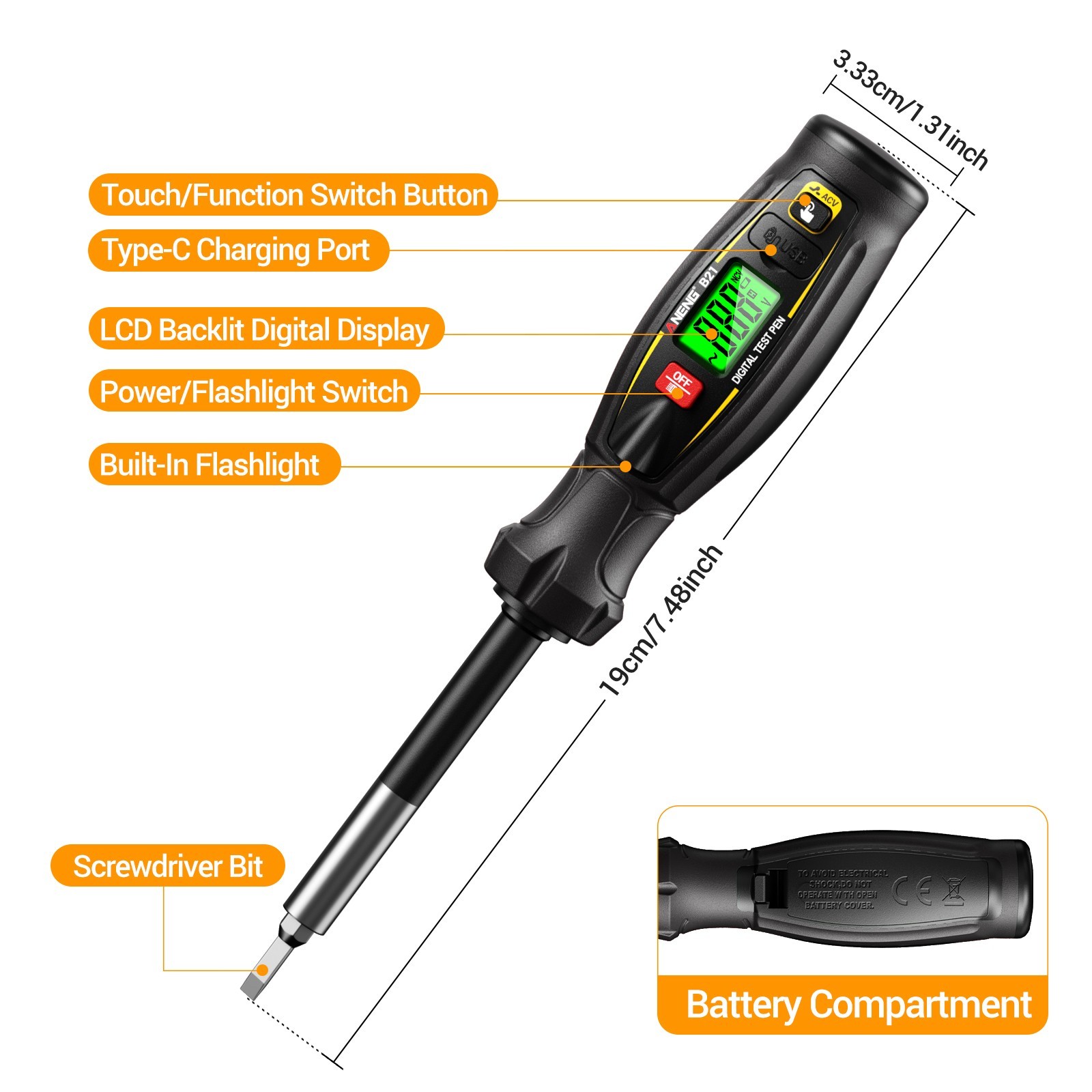 ANENG True RMS Digital Multimeter 6000 Counts Auto Range Kit with Voltage Tester
