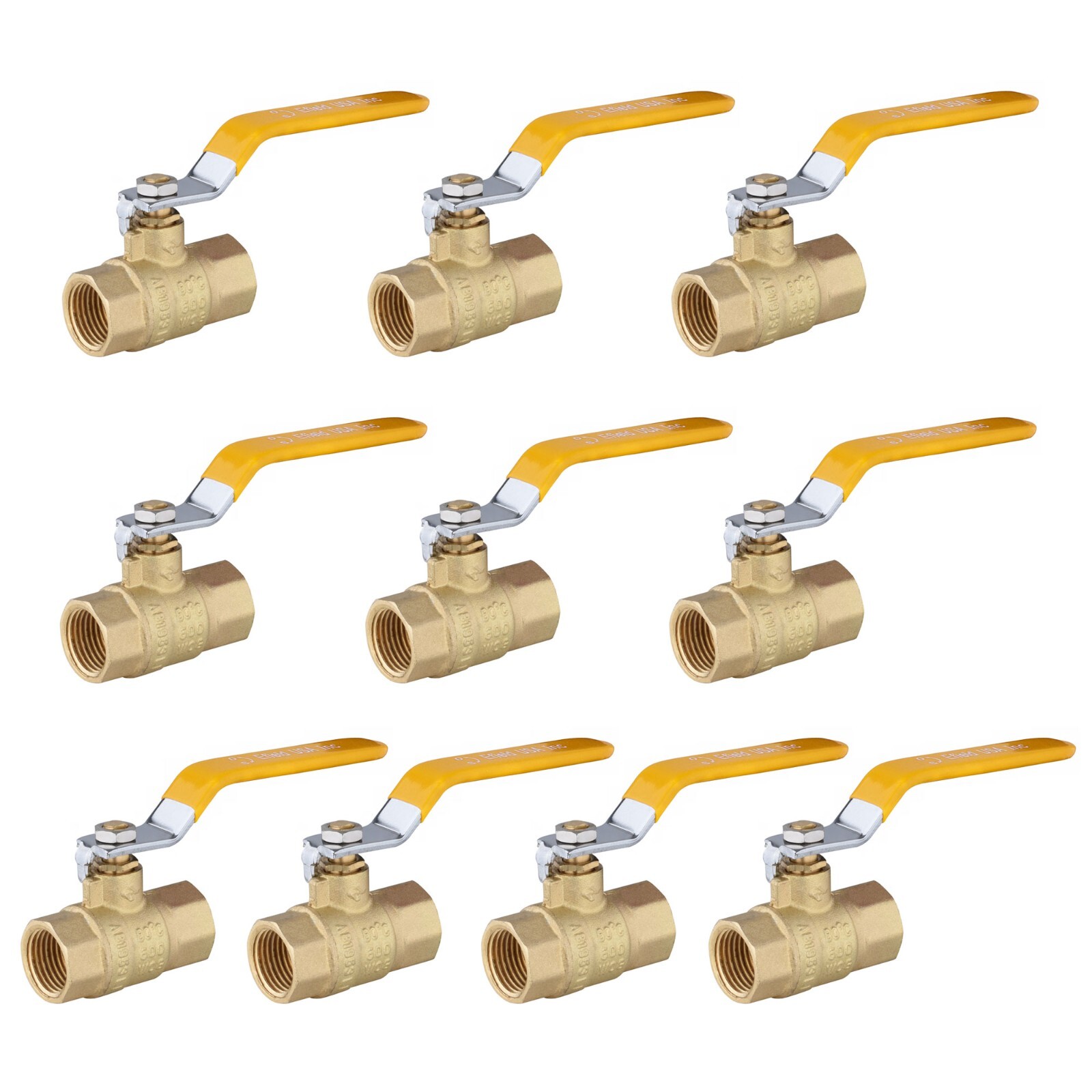 10PCS 3/4 Inch Full Port 600WOG FNPT Brass Ball Valve ,Lead Free,Yellow level