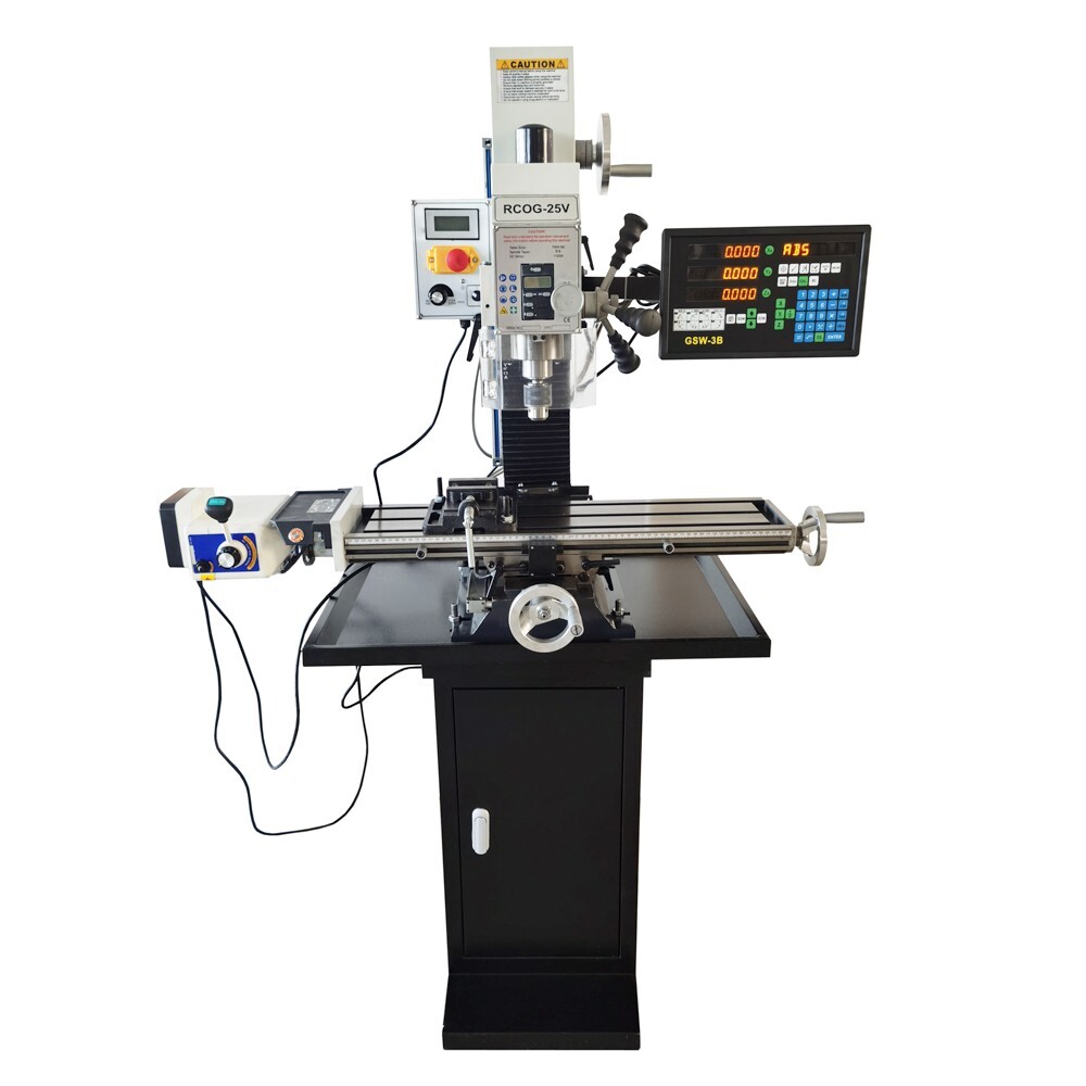Benchtop Mill/Drill Machine with Grating Ruler Axis X Power Feed 110V R8 1100W