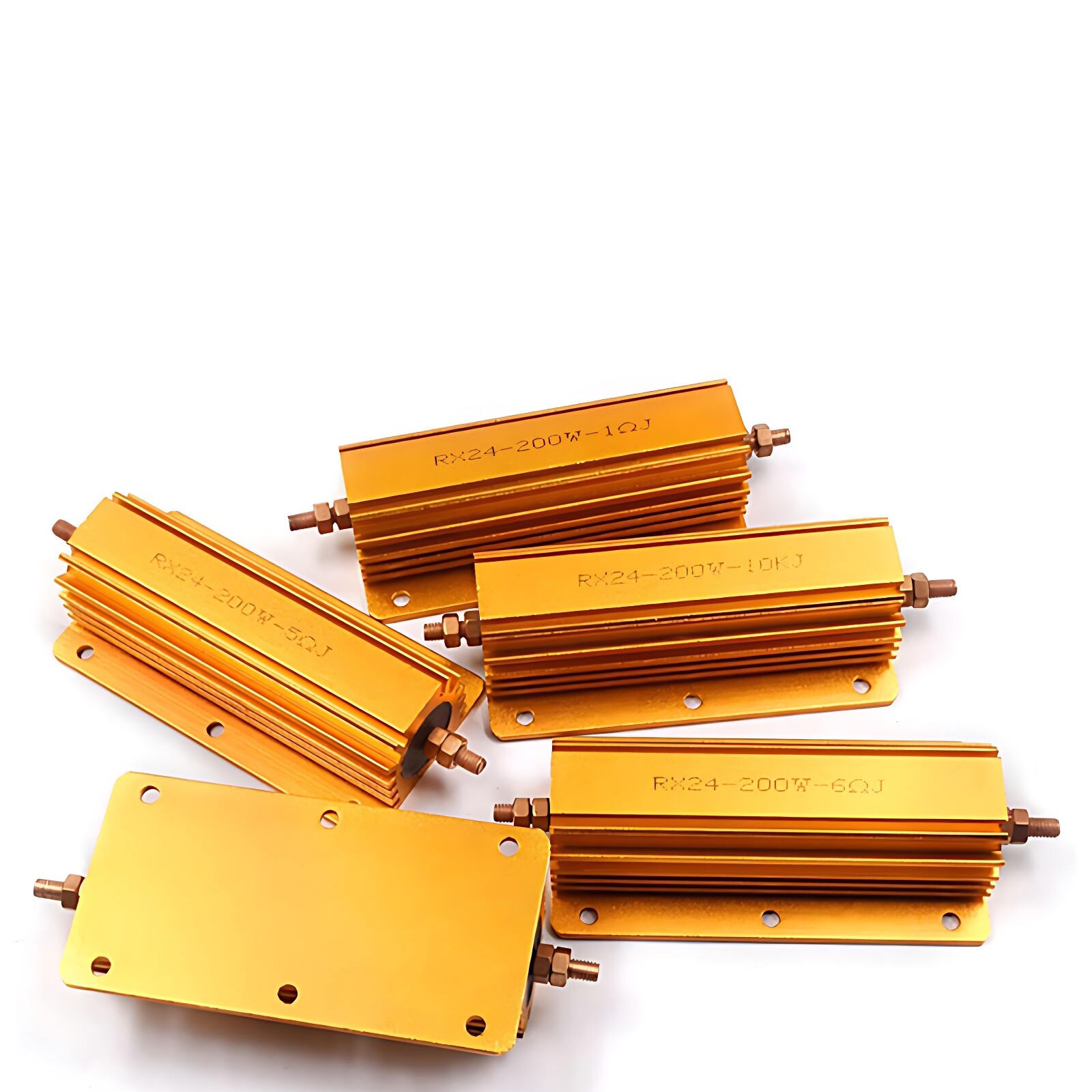 5W/10W/25W/50W/100W/200W-500W Golden Aluminium Metal Resistor Wirewound 0.1-10KΩ