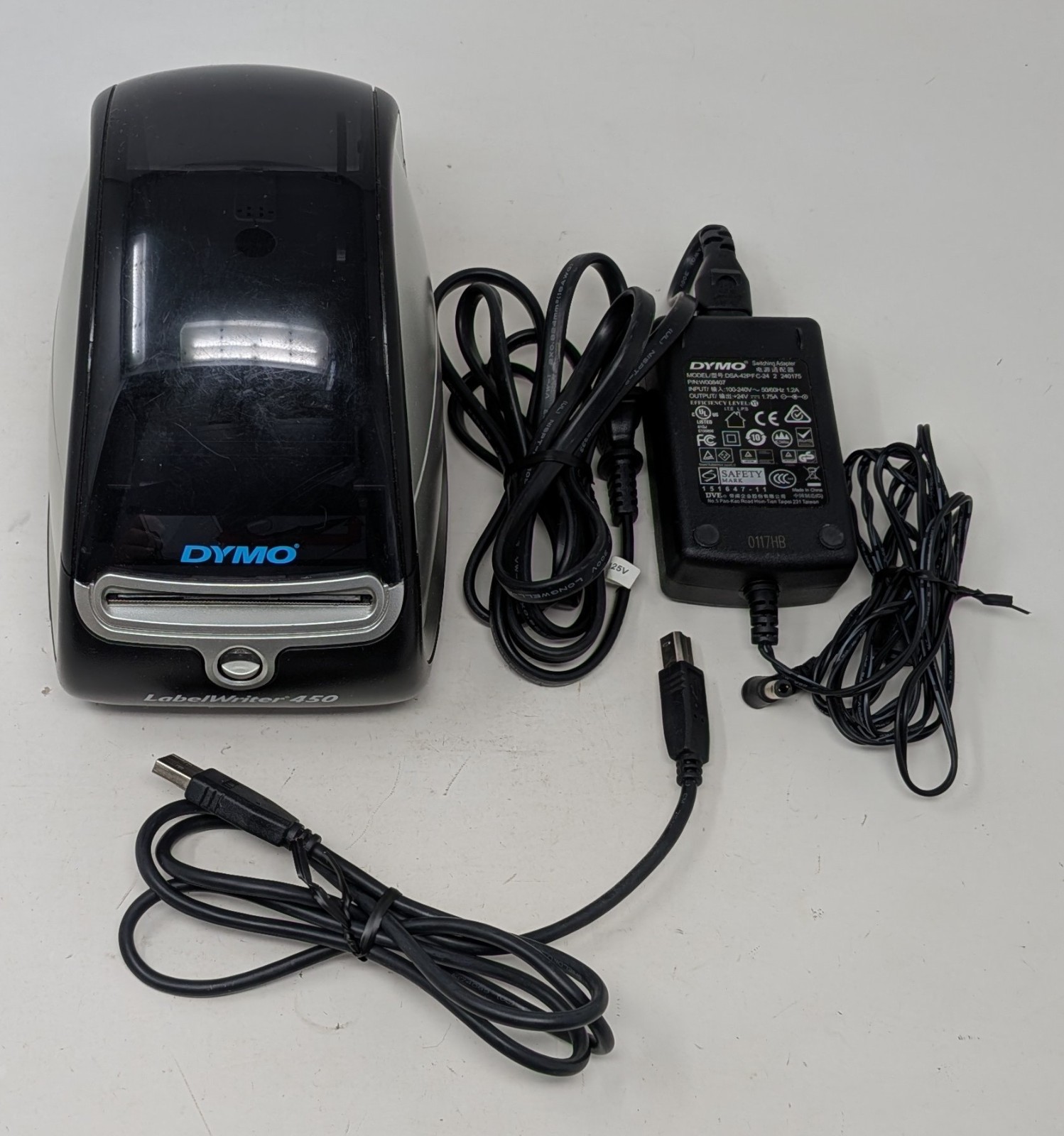 Dymo LabelWriter 450 Desktop Label Barcode Printer 1750110 w/ Power + USB Cables