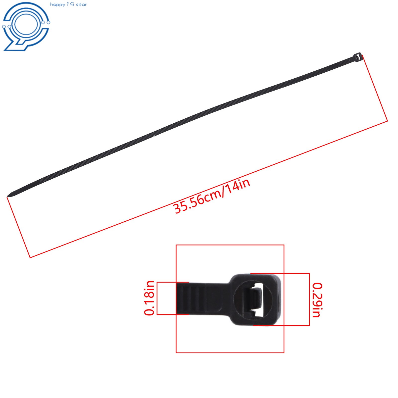 Zip Ties 1200pcs Nylon 14″ Heavy Duty 50lb Self-Locking Cable Ties Width 0.18in