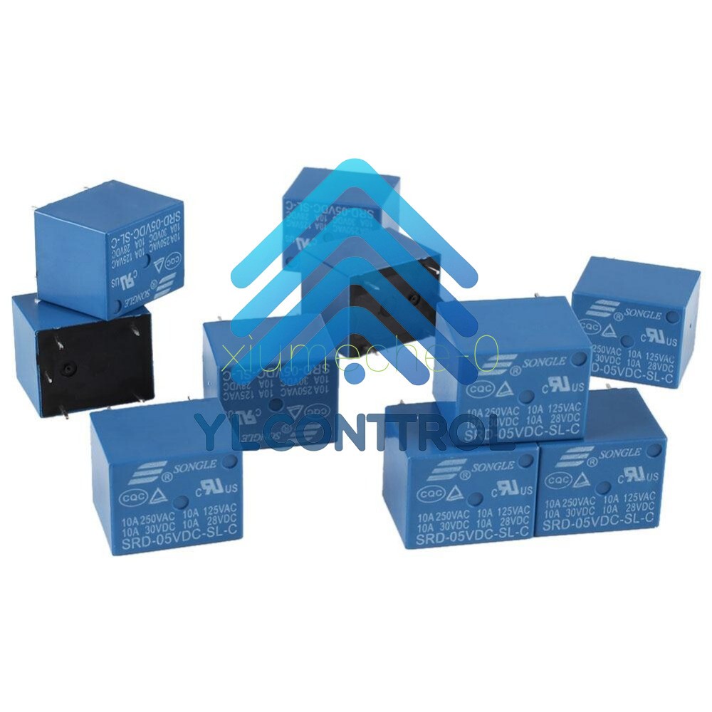 10pcs Mini Power Relay 5V DC SRD-5VDC-SL-C SRD-5VDC-SL-C PCB