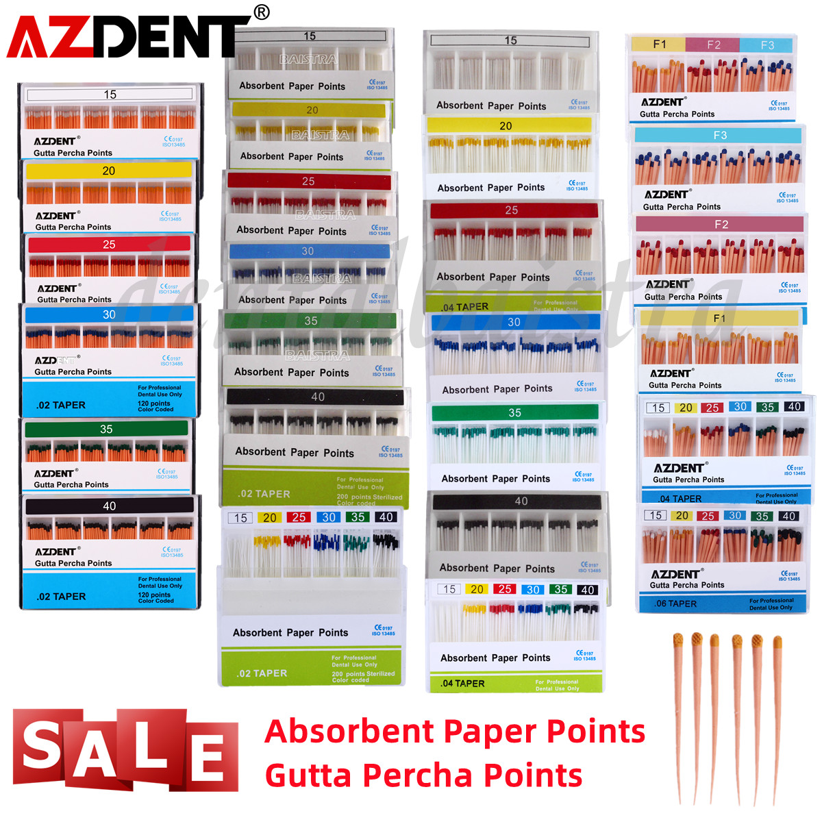 AZDENT Dental Absorbent Paper Points & Gutta Percha Points Eododontic Root Canal