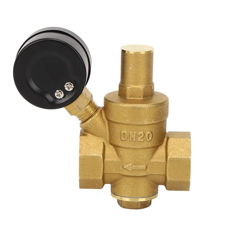 DN20 Water Pressure Regulator NPT 3/4″ inch Adjustable Brass Reducer w/ Gauge